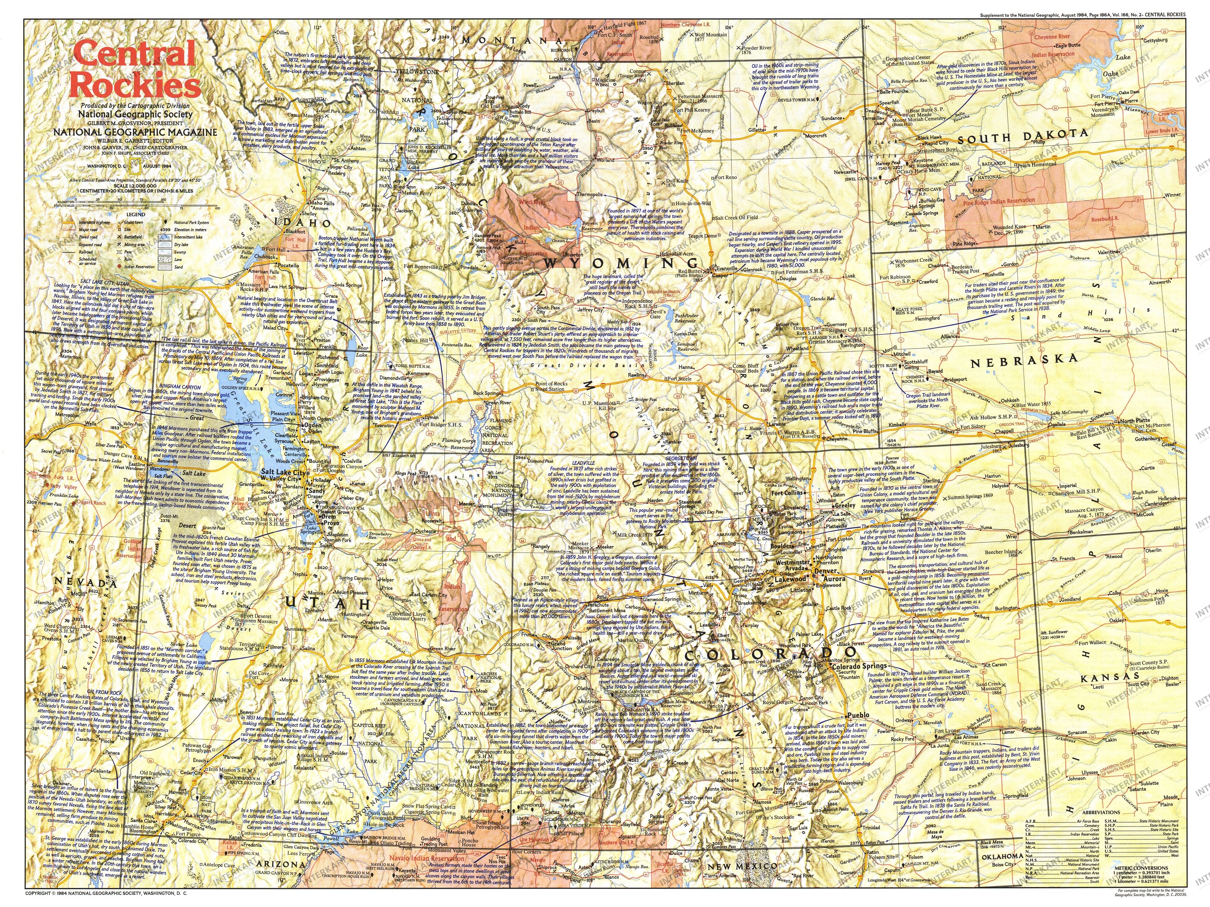 1984 Central Rockies Map Side 1 - National Geographic