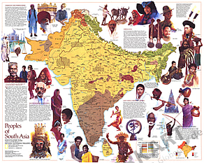1984 Peoples Of South Asia Map from National Geographic