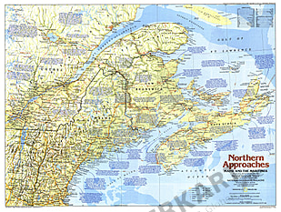 1985 Northern Approaches Maine to the Maritimes Map Side 1 National Geographic
