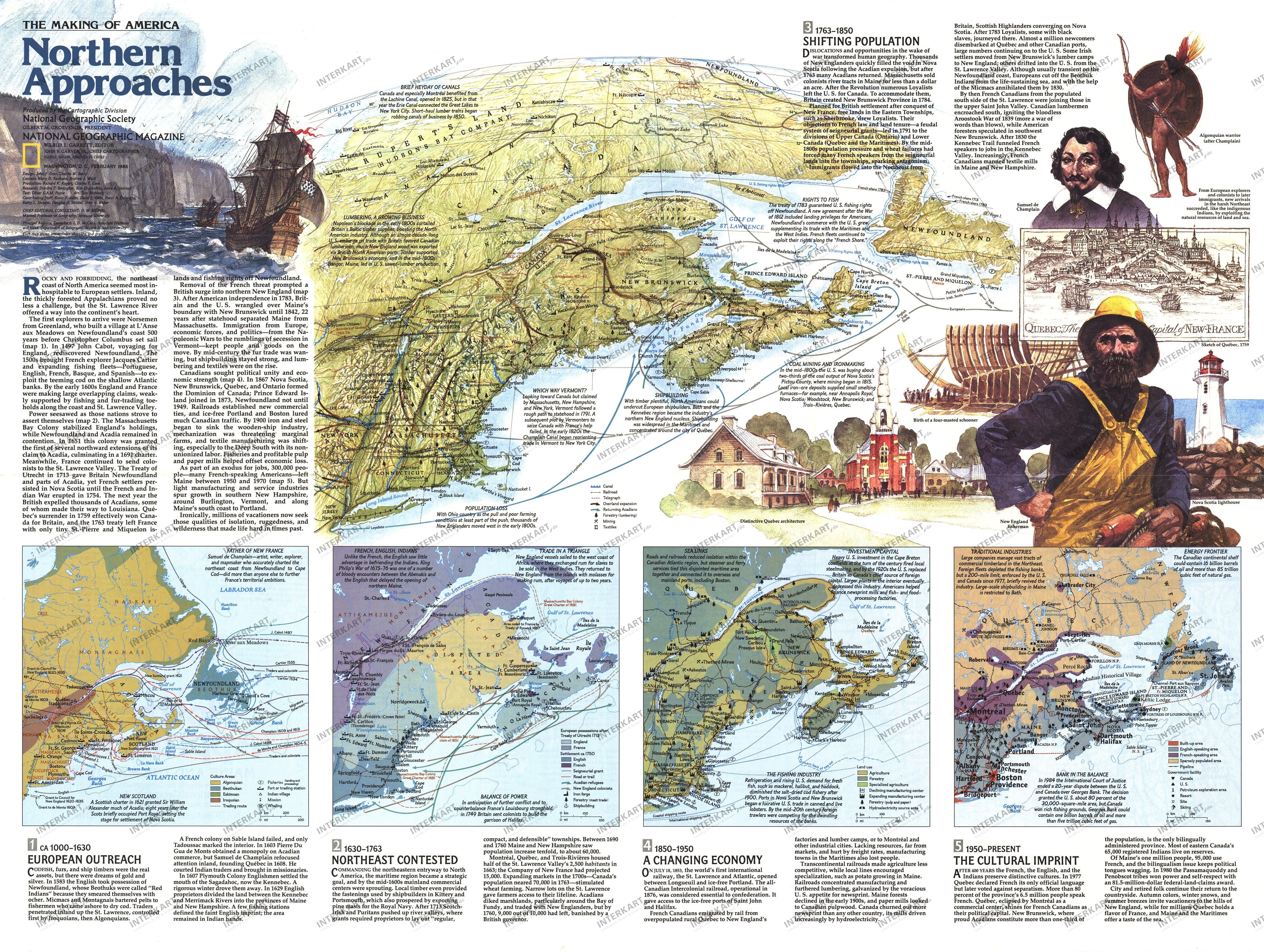 1985 Northern Approaches Maine to the Maritimes Map Side 2 from National Geographic