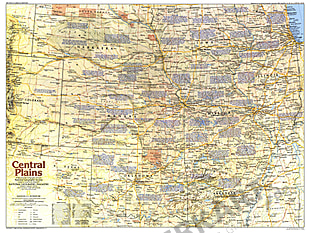 1985 Central Plains Map Side 1 National Geographic