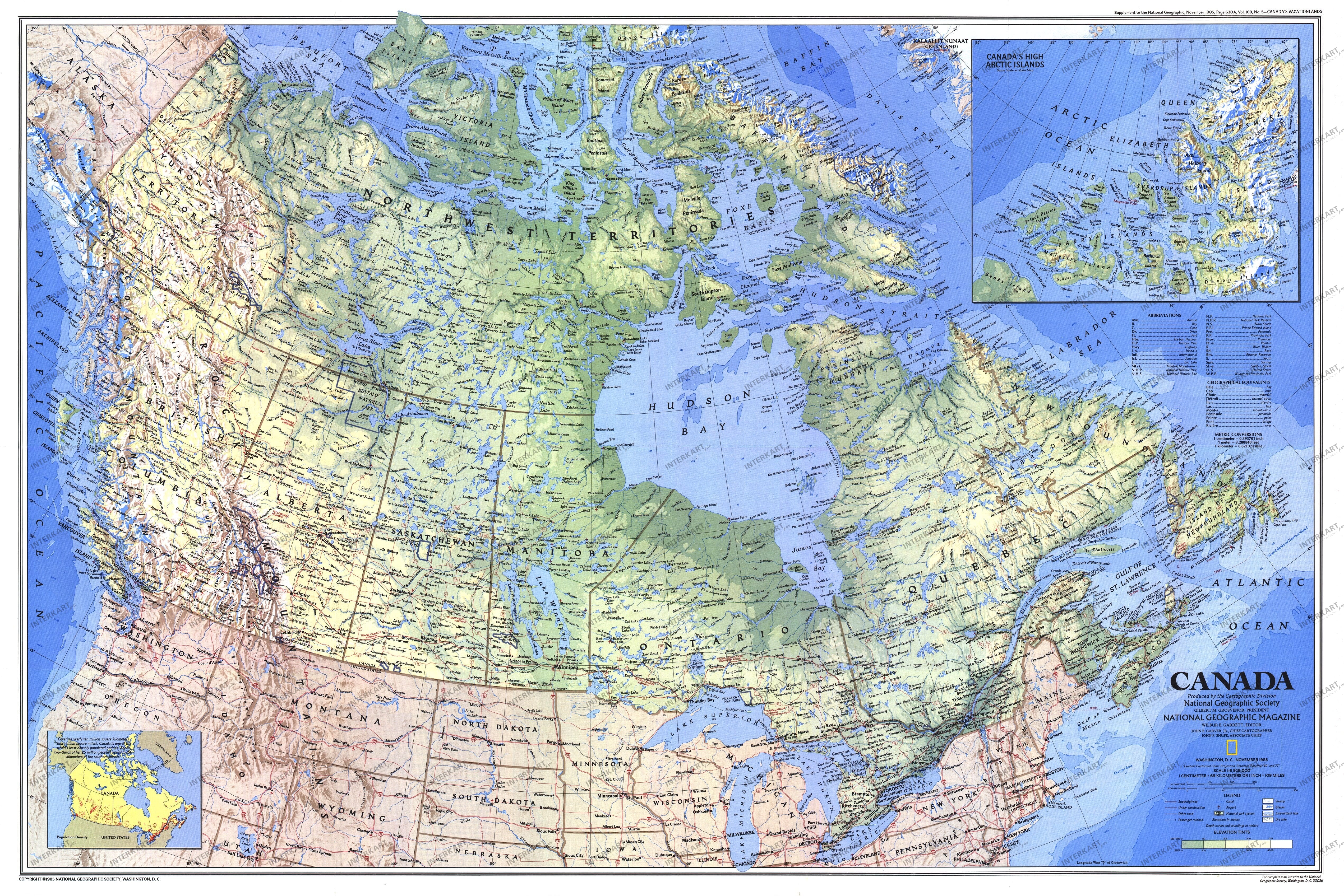 1985 Canada Map from National Geographic