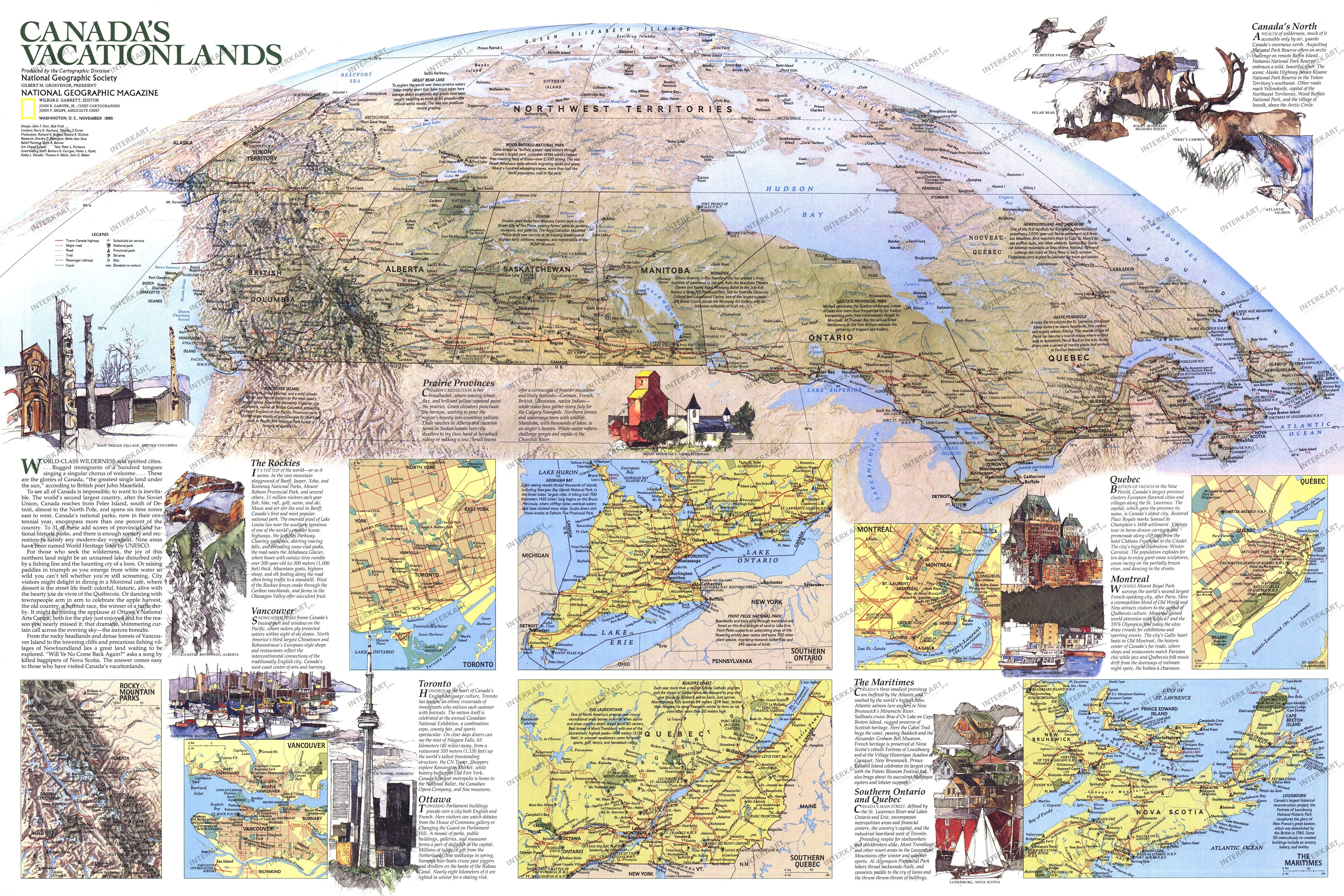 1985 Canada Vacationlands Map from National Geographic