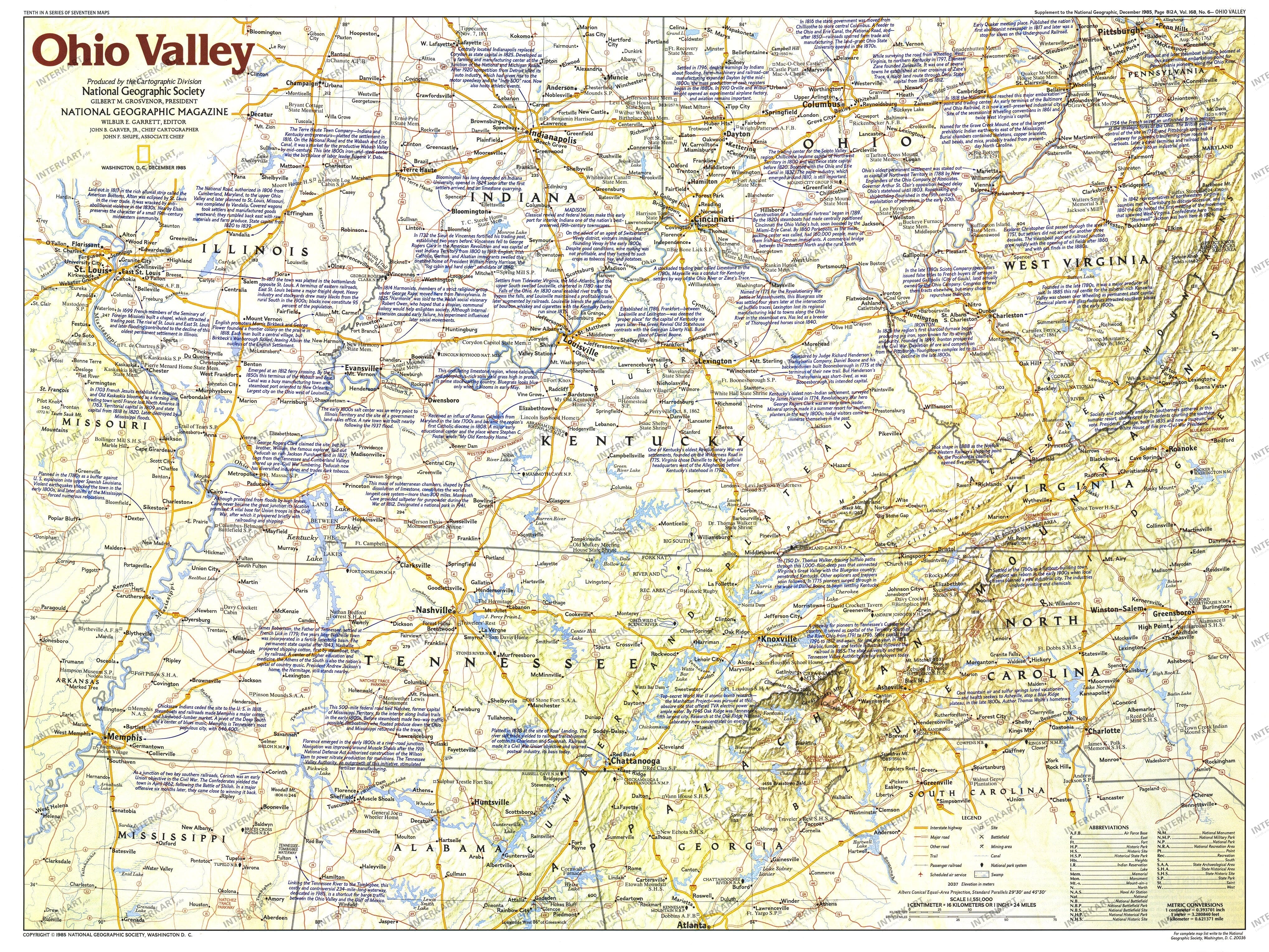 1985 Ohio Valley Map Side 1 from National Geographic