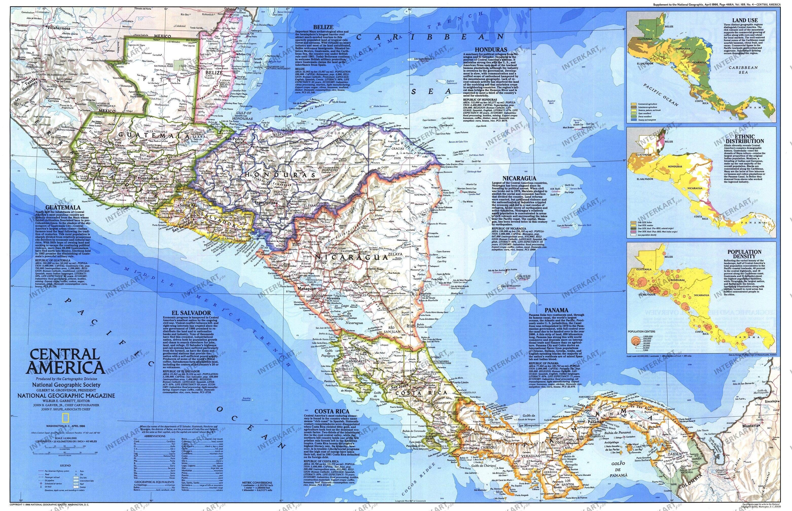 1986 Central America Map from National Geographic