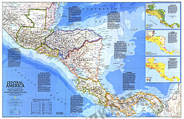 1986 Central America Map National Geographic