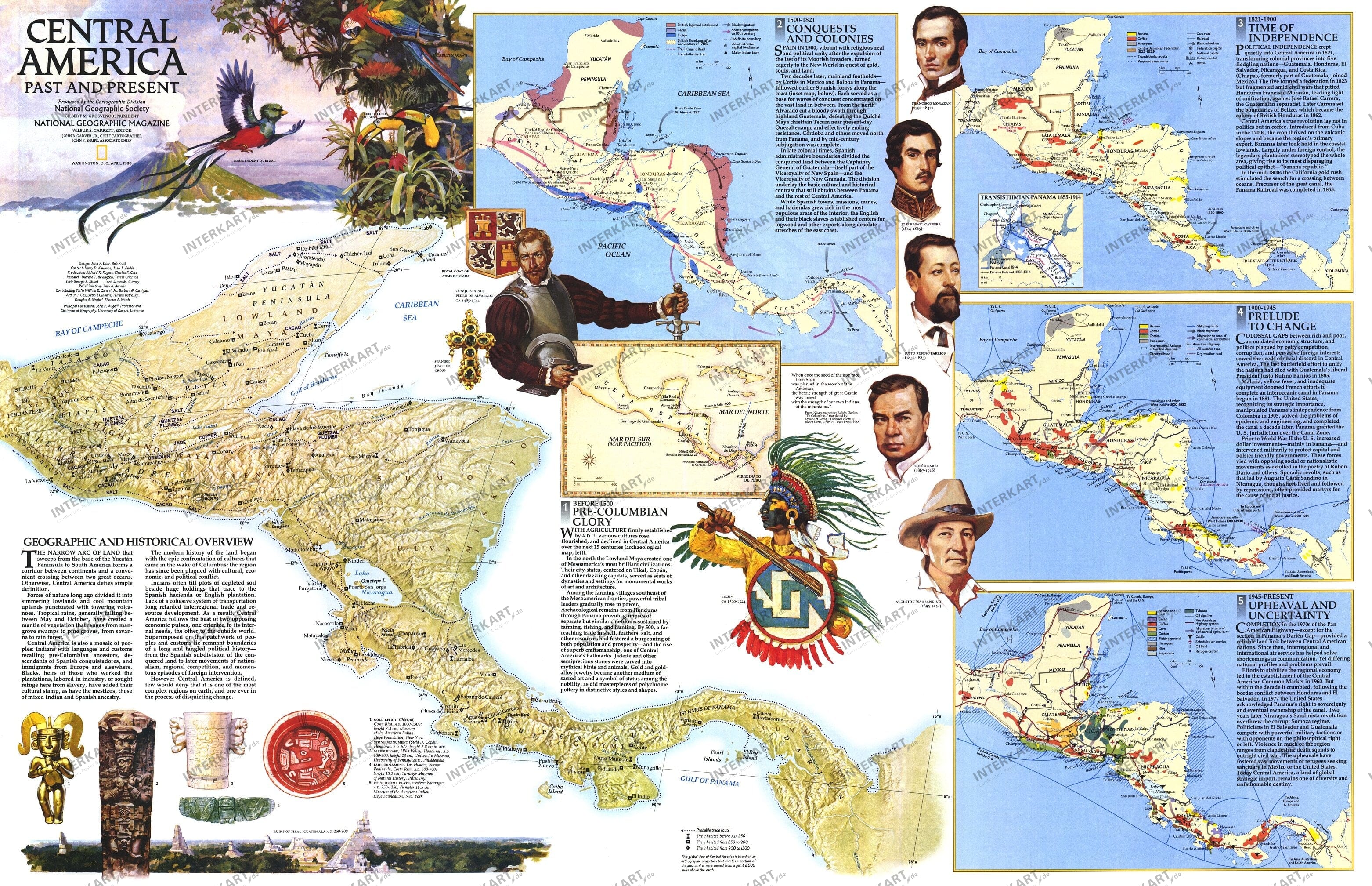 1986 Central America Map Side 2 from National Geographic