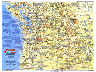 1986 Pacific Northwest Map Side 1 National Geographic