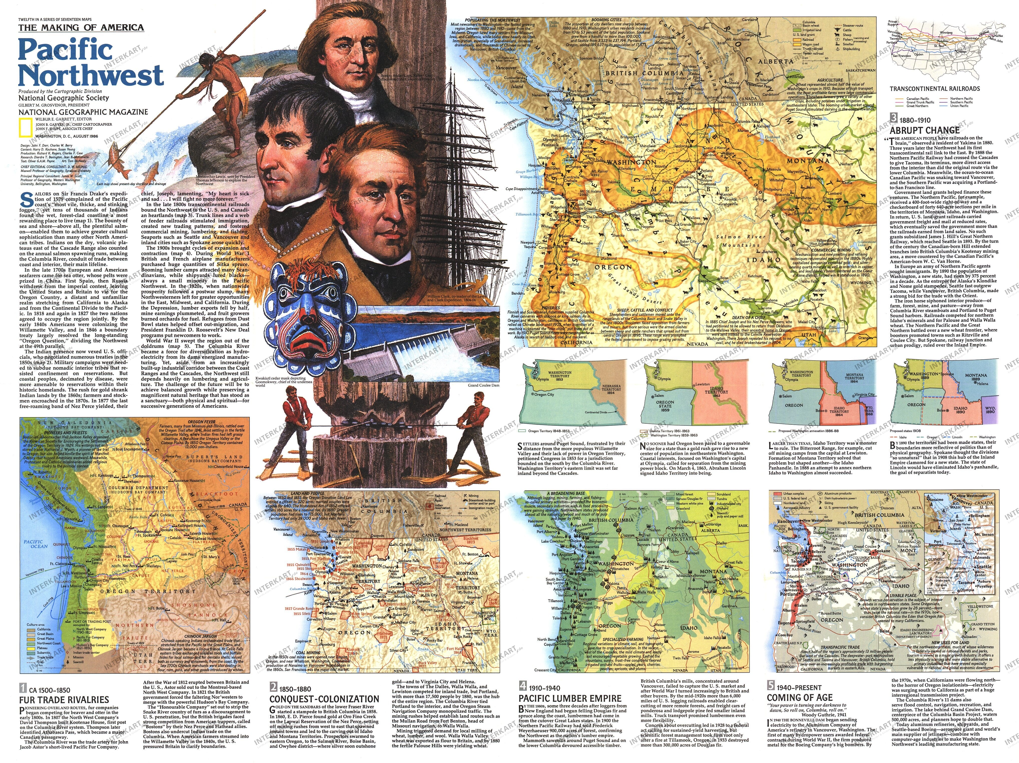 1986 Pacific Northwest Map Side 2 from National Geographic
