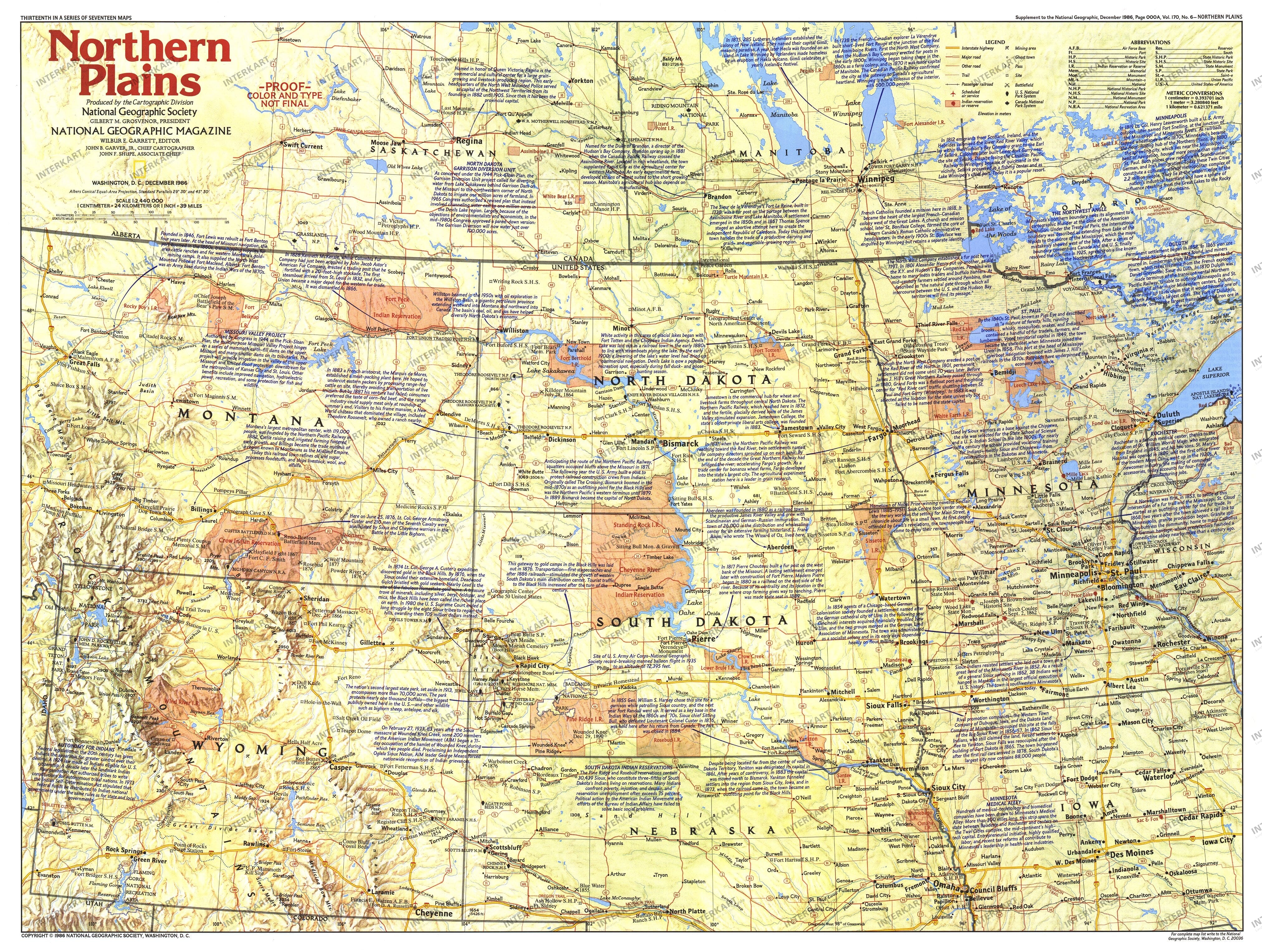 1986 Northern Plains Map Side 1 from National Geographic