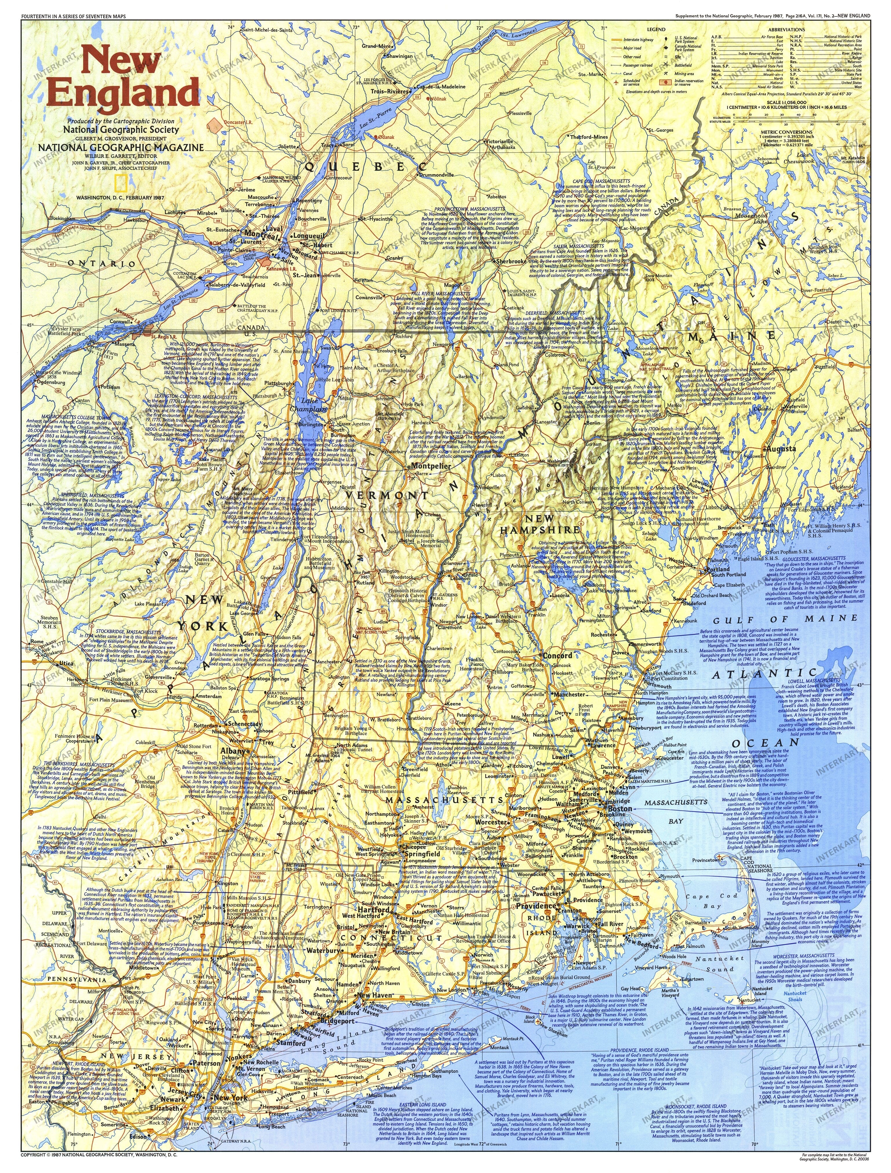 1987 New England Map Side 1 from National Geographic