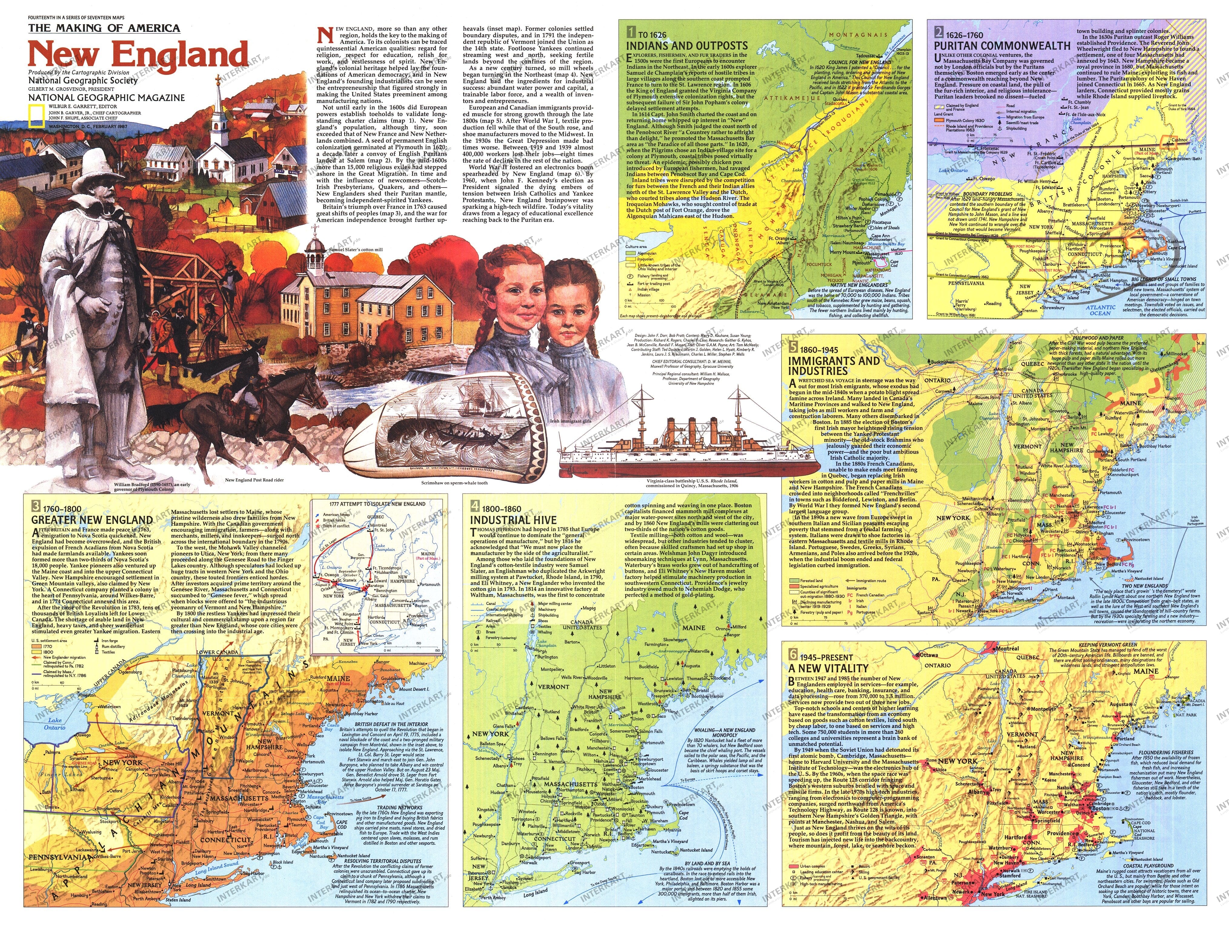 1987 New England Map Side 2 from National Geographic