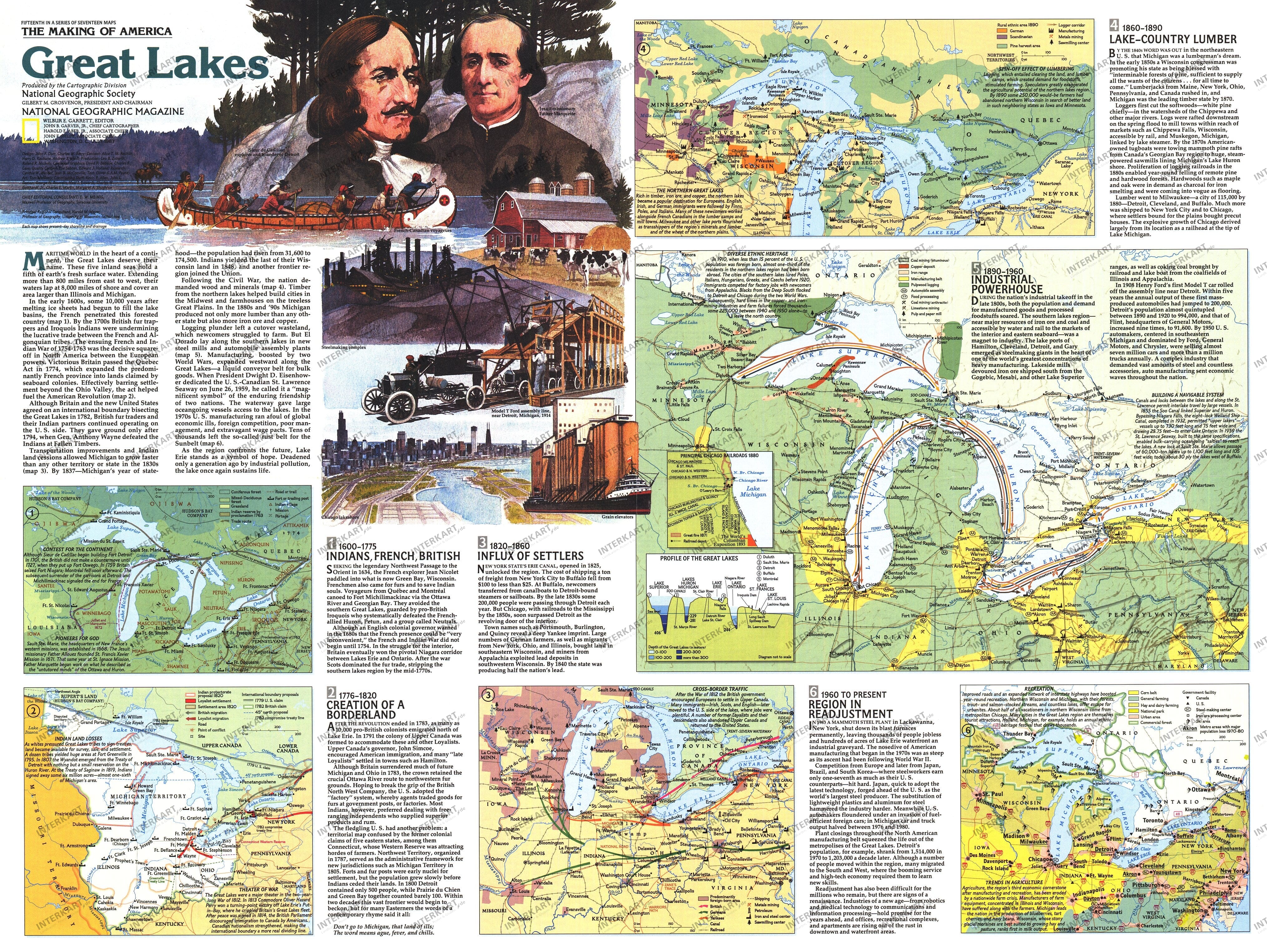 1987 Great Lakes Map Side 2 from National Geographic