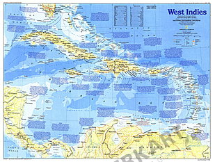 1987 West Indies Map Side 1 National Geographic