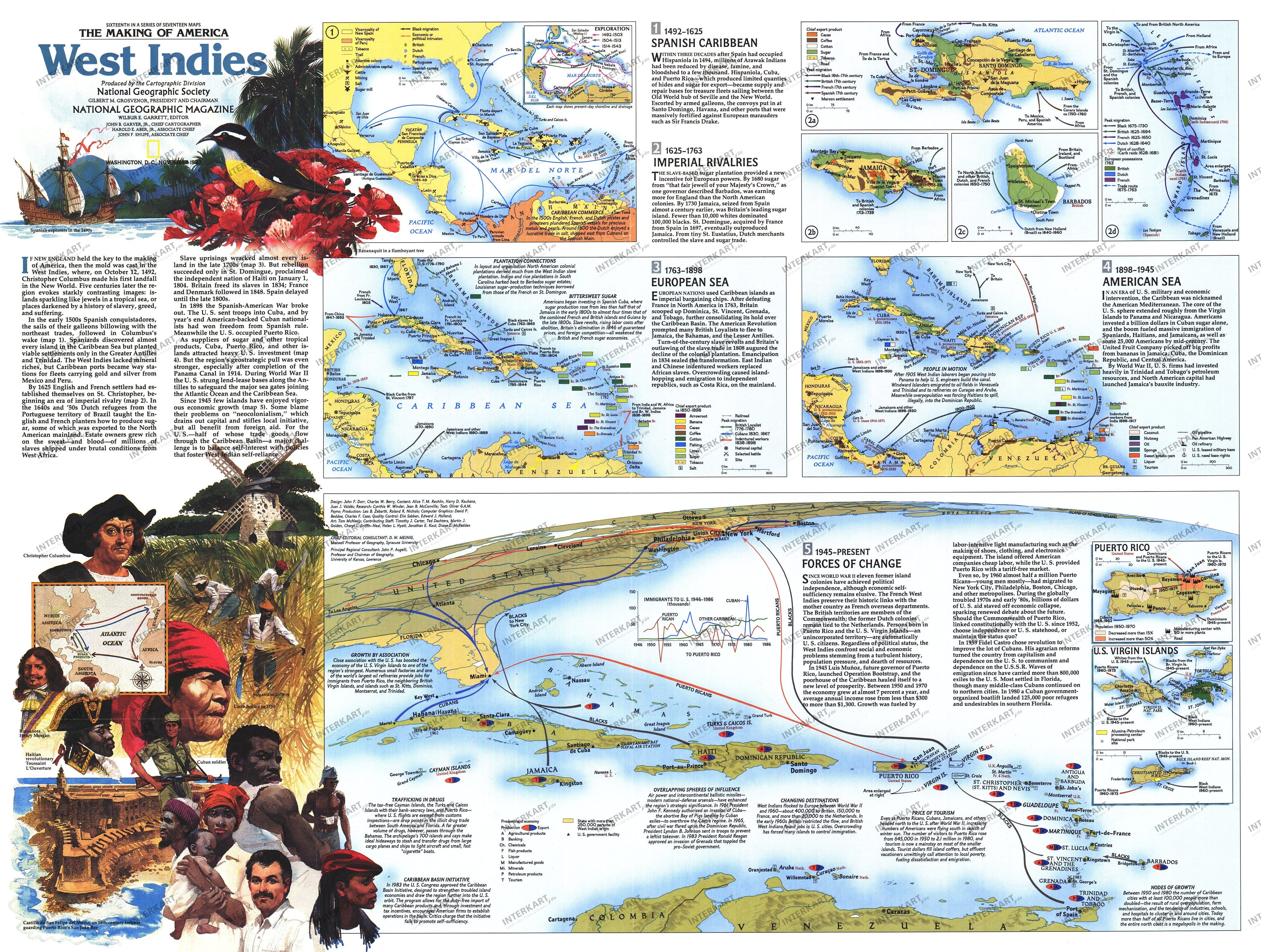 1987 West Indies Map Side 2 from National Geographic