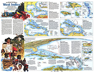 1987 West Indies Map Side 2 National Geographic