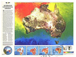 1988 Australia Continental Odyssey Map National Geographic