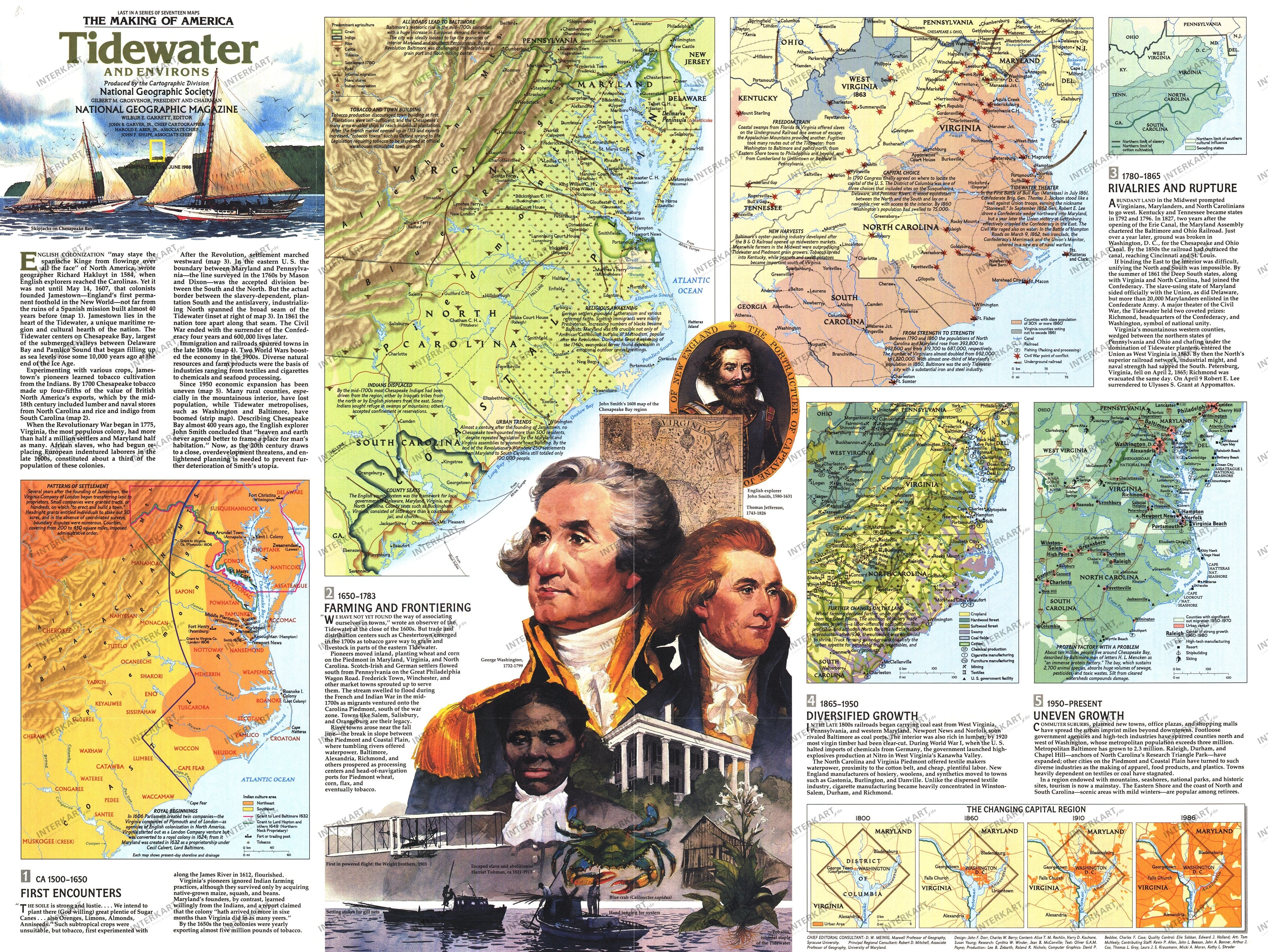 1988 Tidewater And Environs Map Side 2 from National Geographic