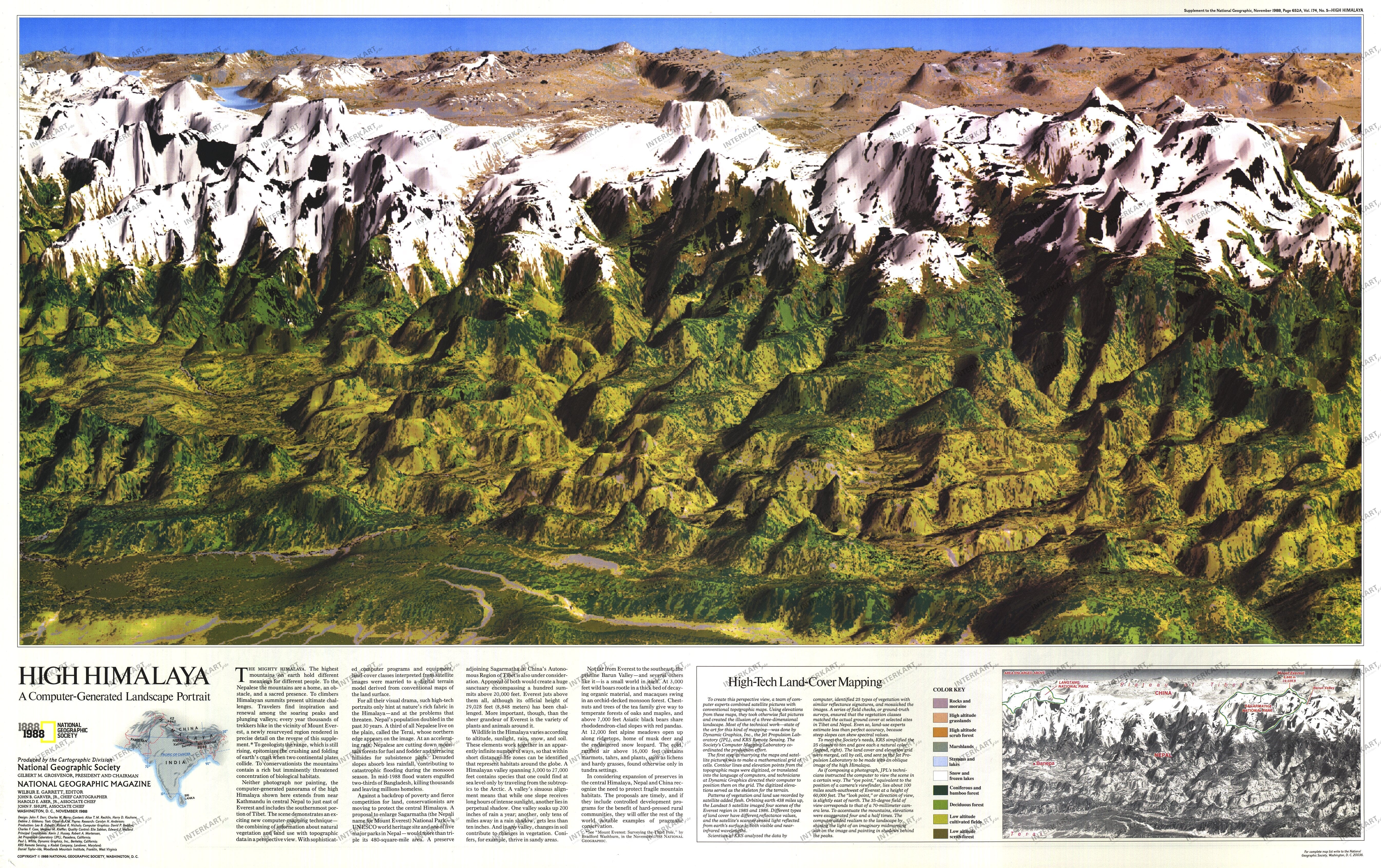 1988 High Himalaya Map from National Geographic
