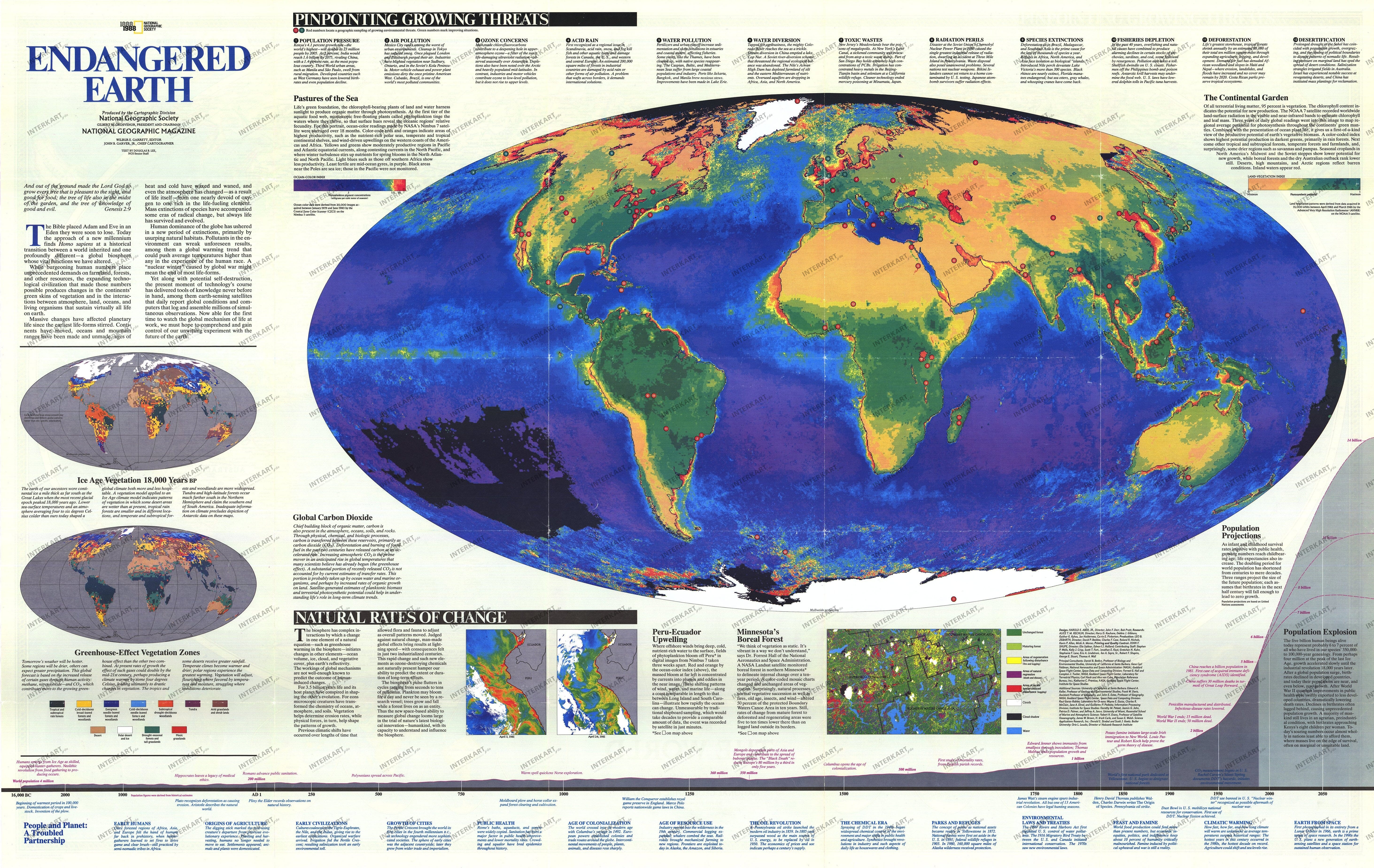 1988 Endangered Earth Map 117 x 74cm
