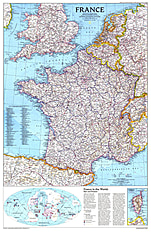 1989 Frankreich Karte 51 x 79cm