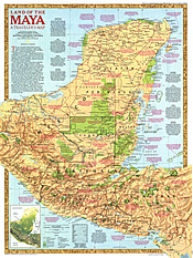 1989 Land Of The Maya Map National Geographic