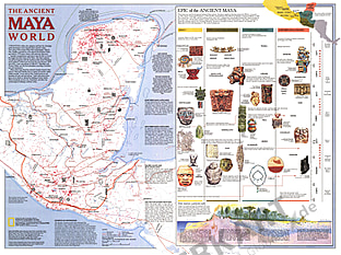 1989 Ancient Maya World Map National Geographic