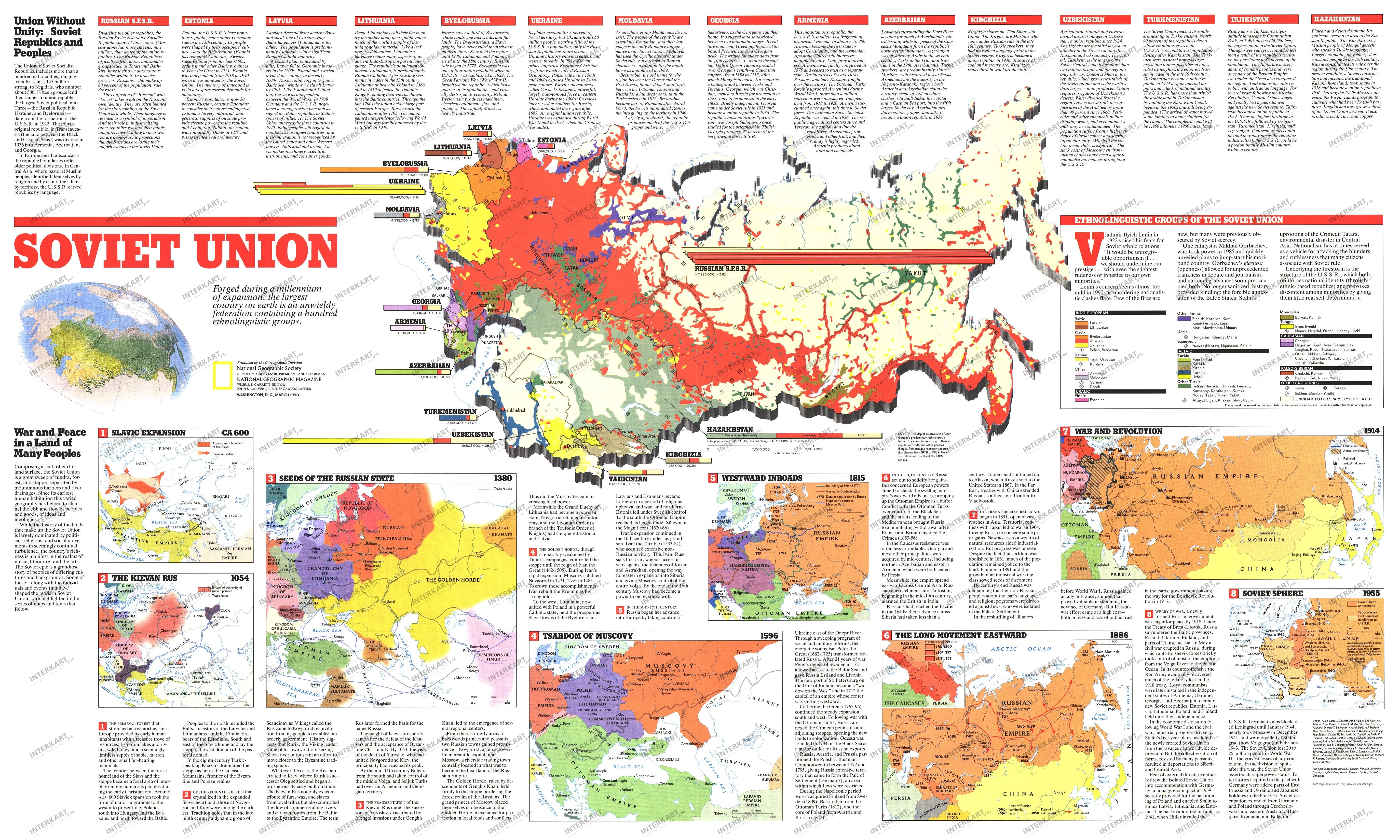 1990 Soviet Union Map Side 2 from National Geographic