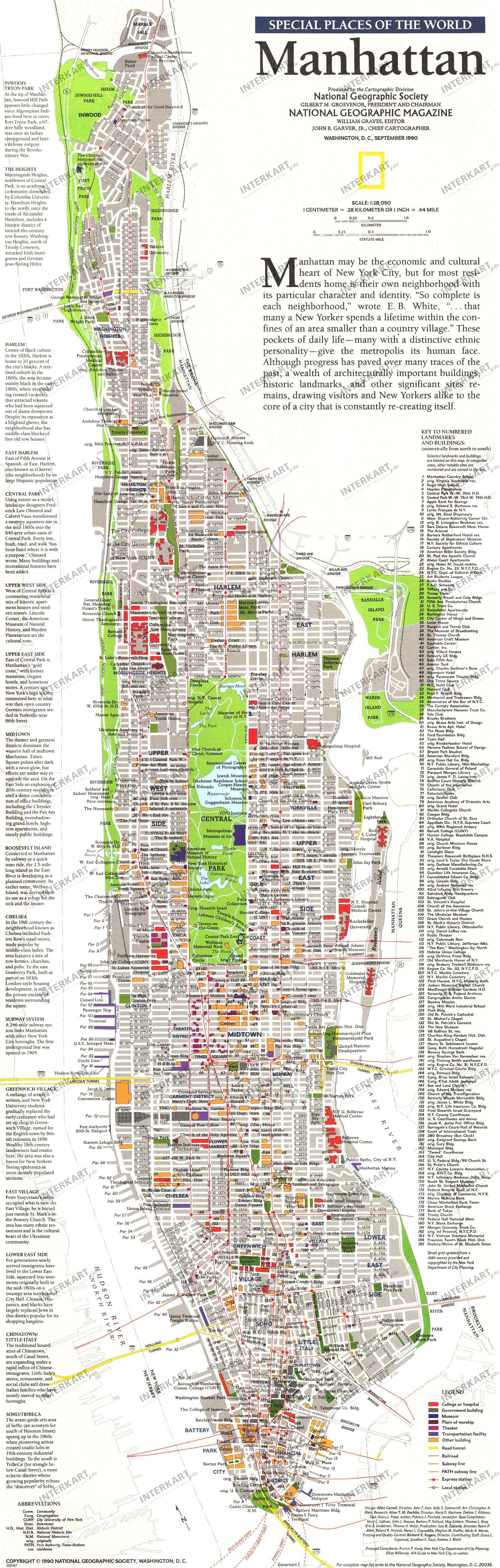 1990 Manhattan Map - National Geographic