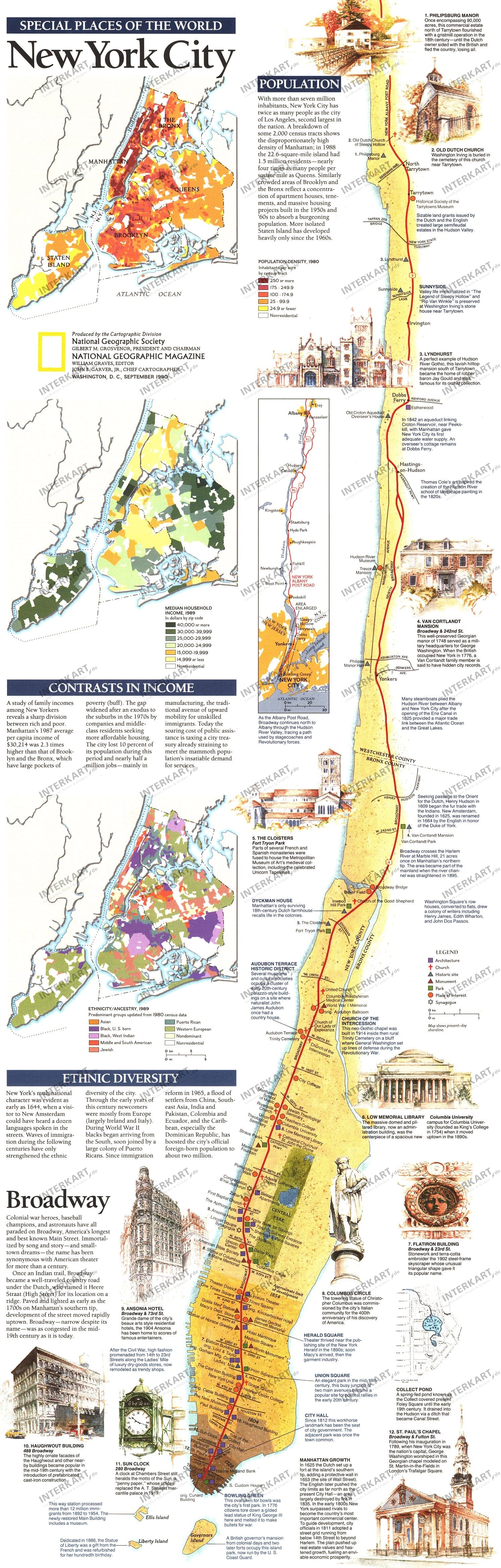 1990 New York City Map - National Geographic