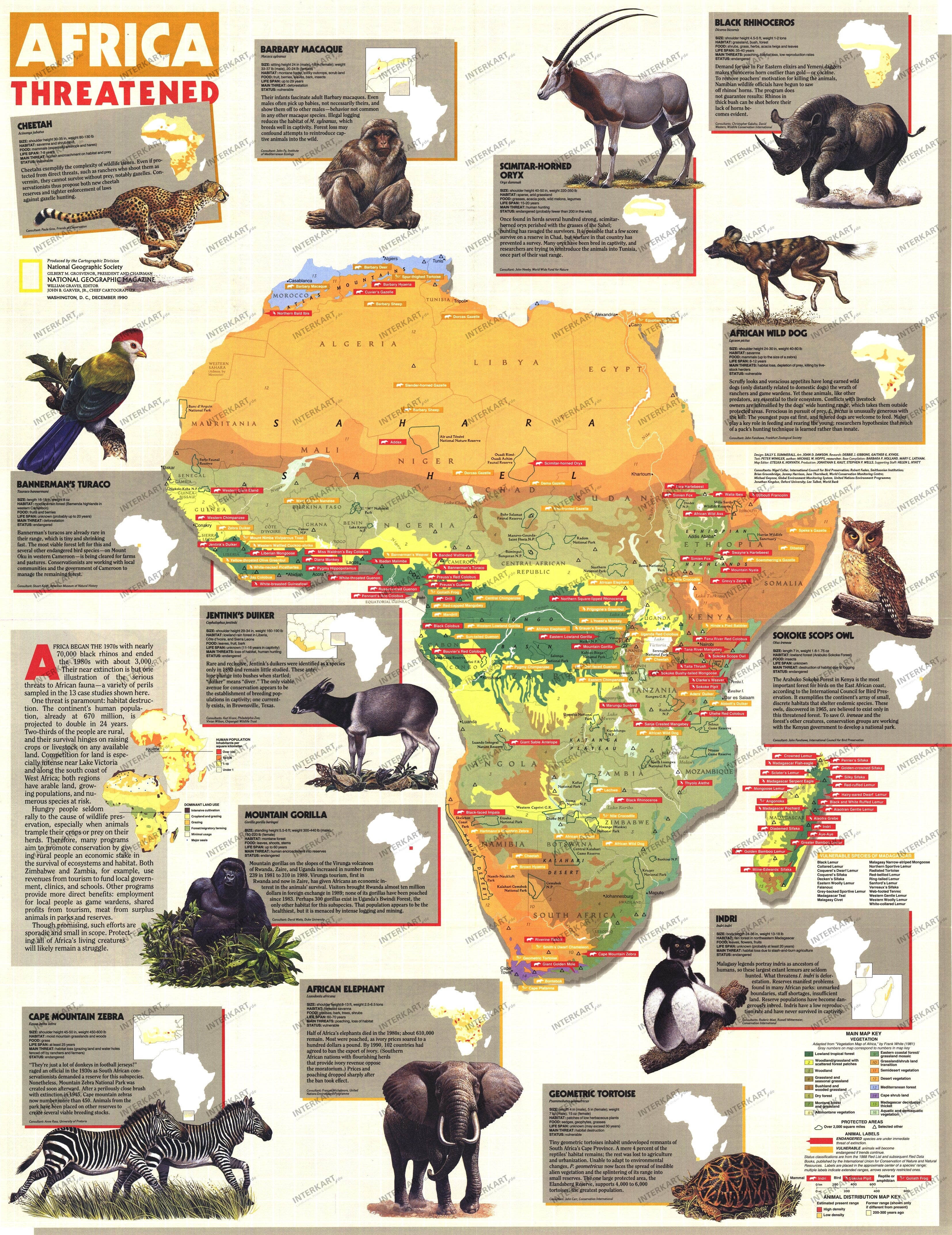 1990 Africa Threatened Map from National Geographic