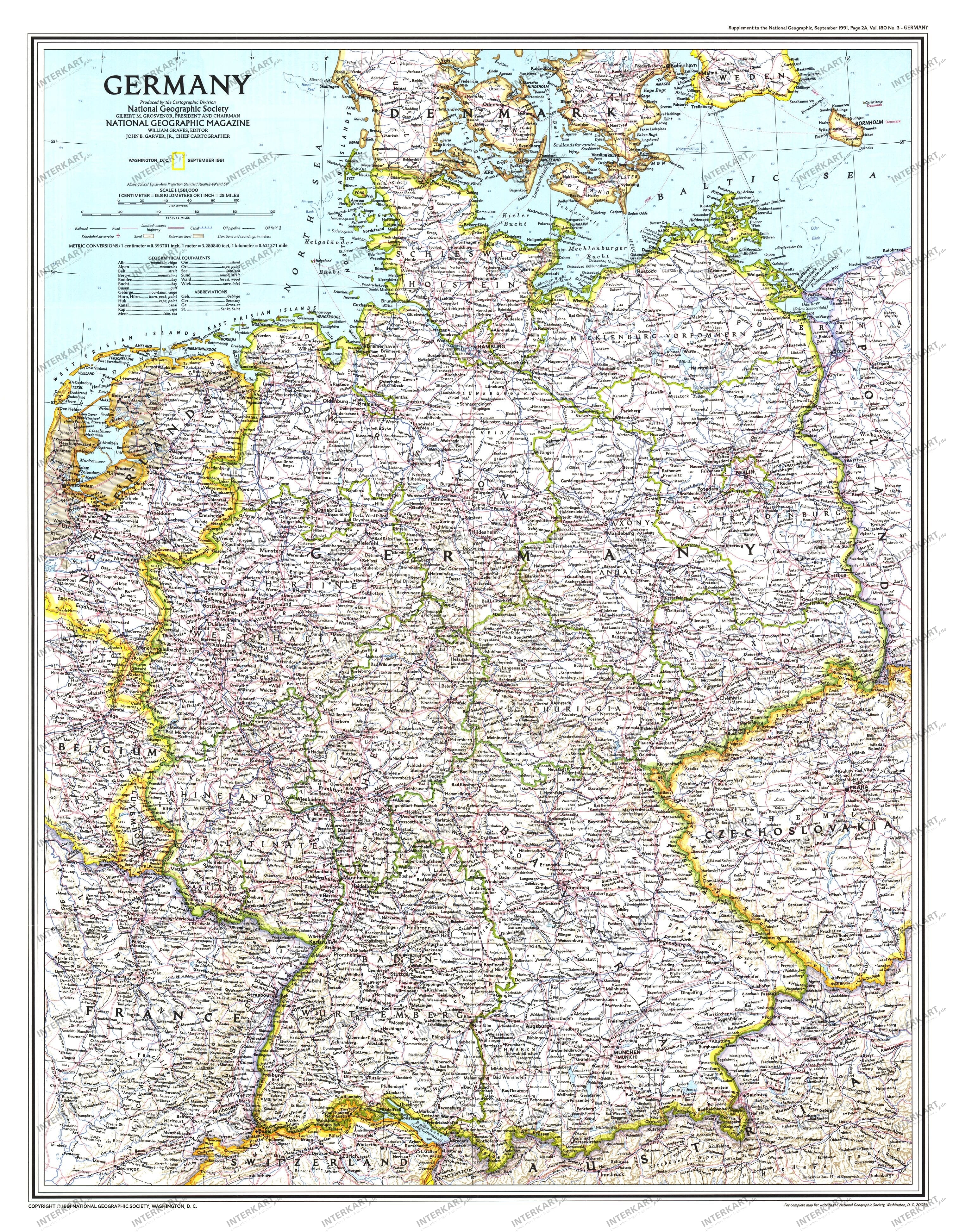1991 Germany Map 51 x 66cm