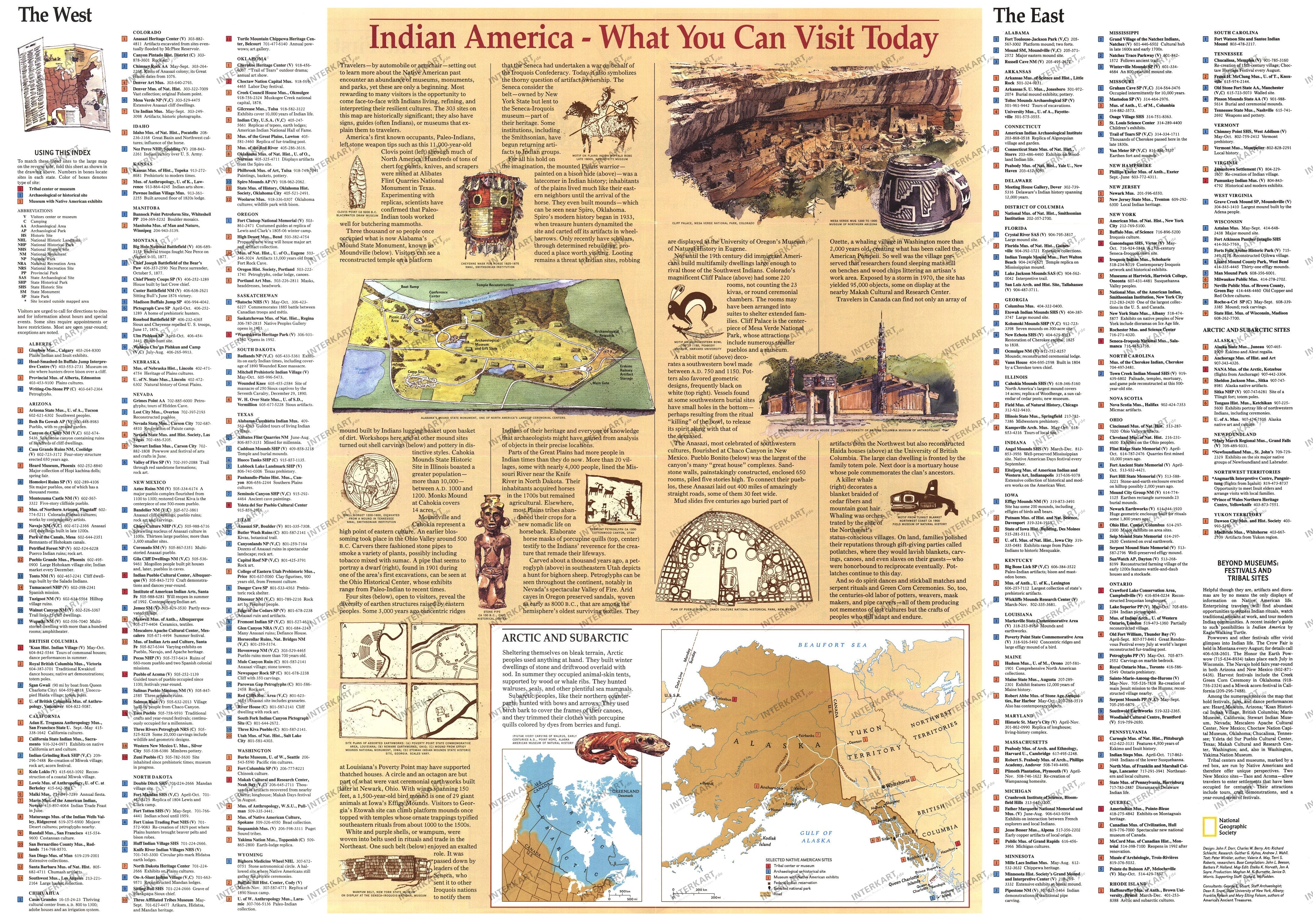 1991 Indian America - What you can visit today 74 x 51cm