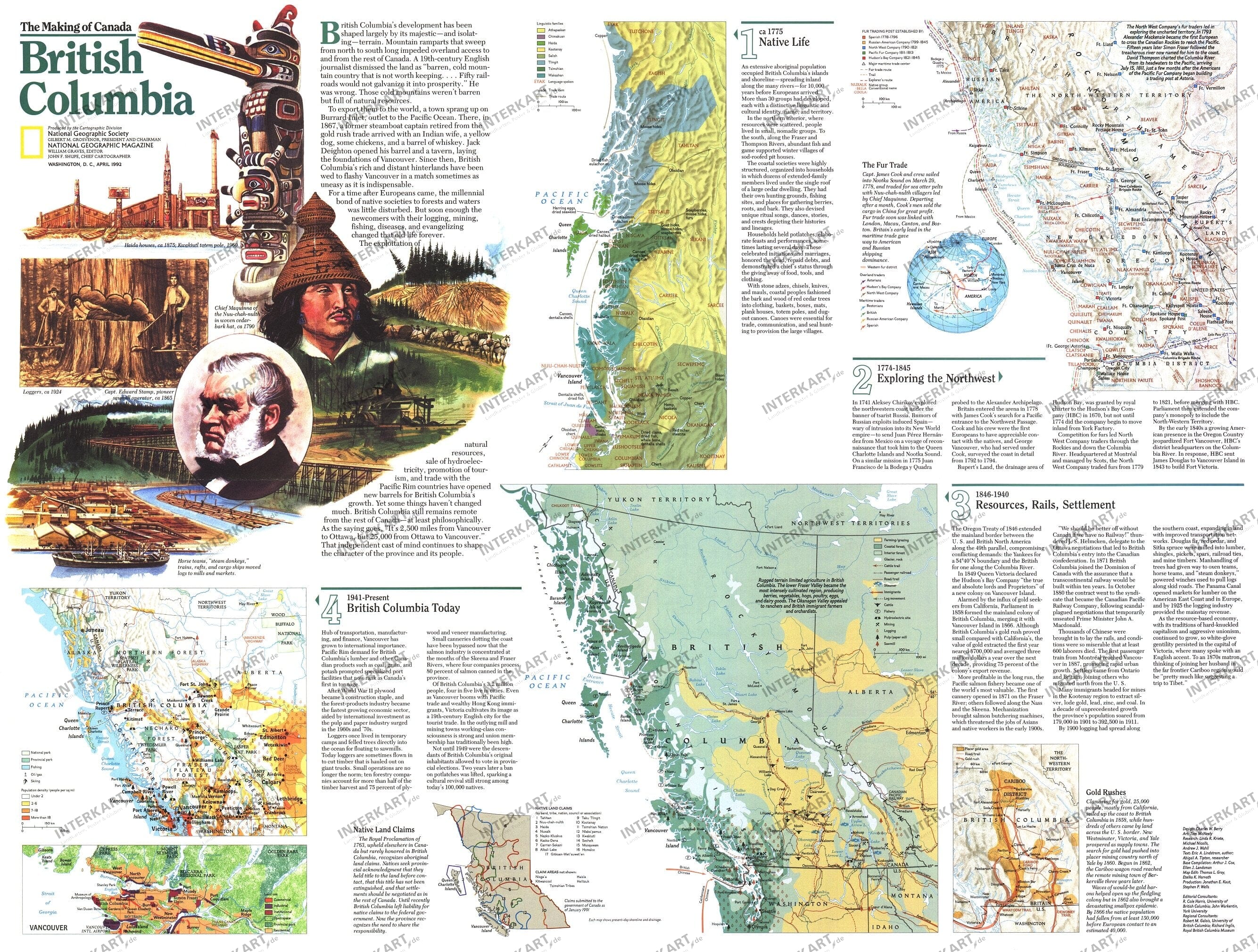 1992 British Columbia Map Side 2 from National Geographic