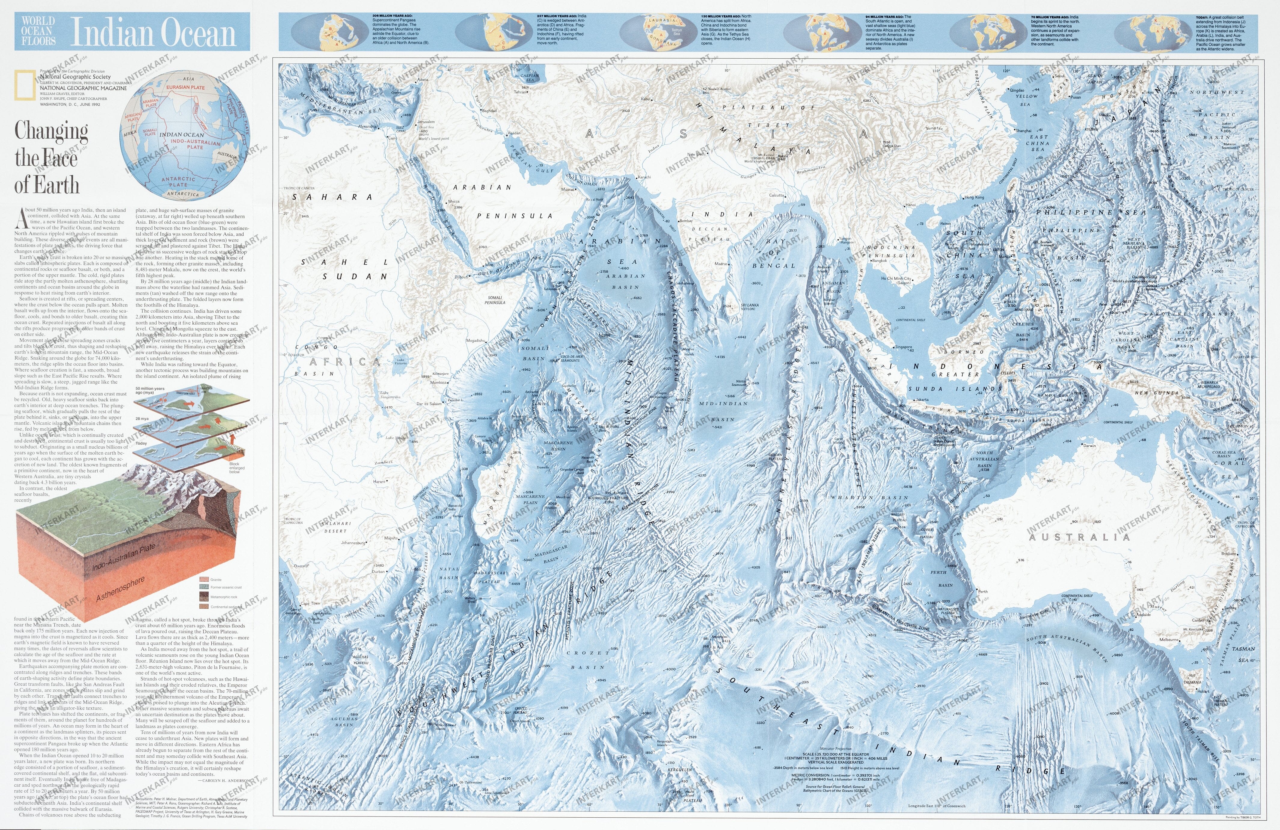 1992 Indian Ocean Map from National Geographic