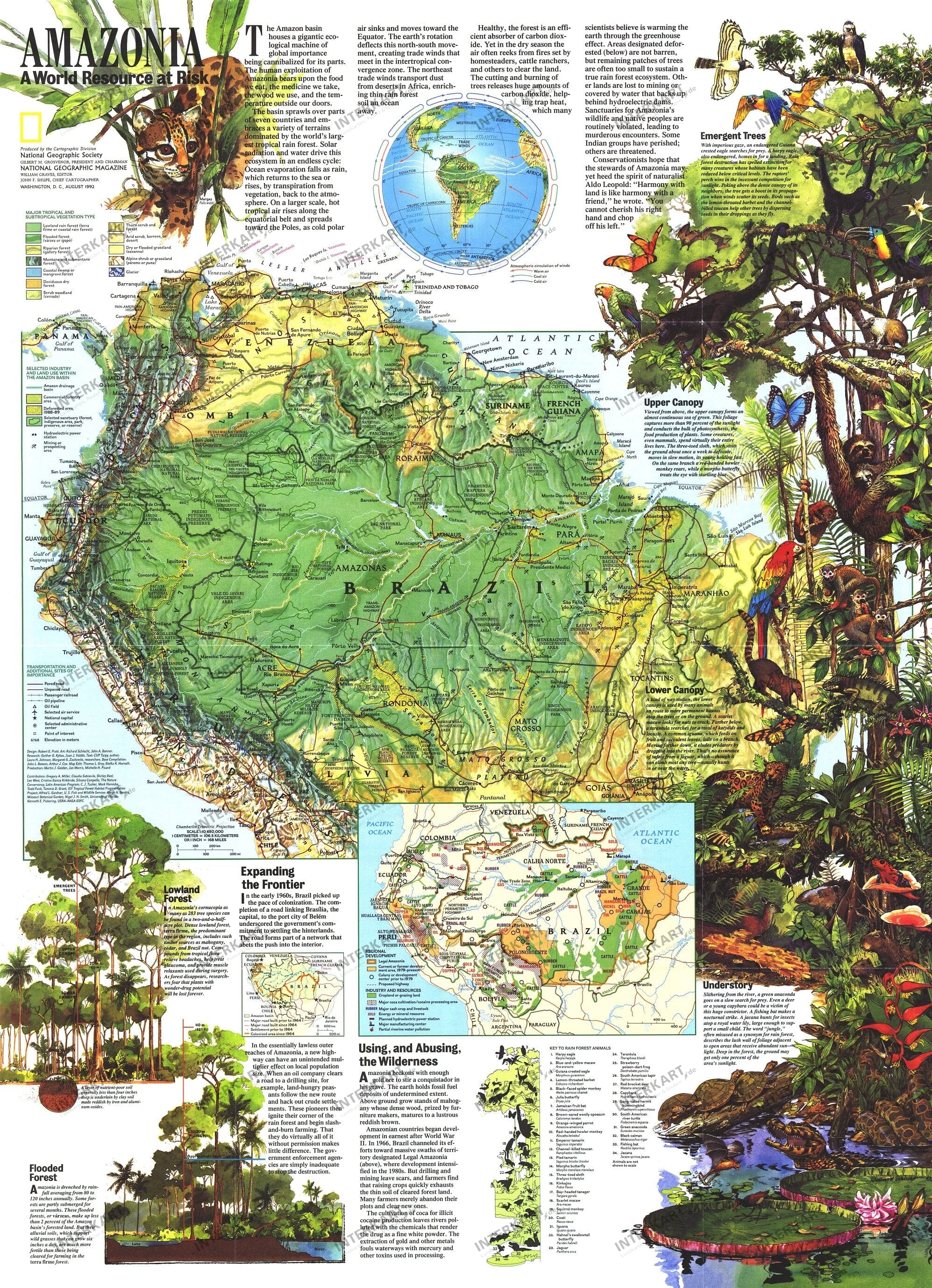 1992 Amazonia, A World Resource At Risk Map from National Geographic
