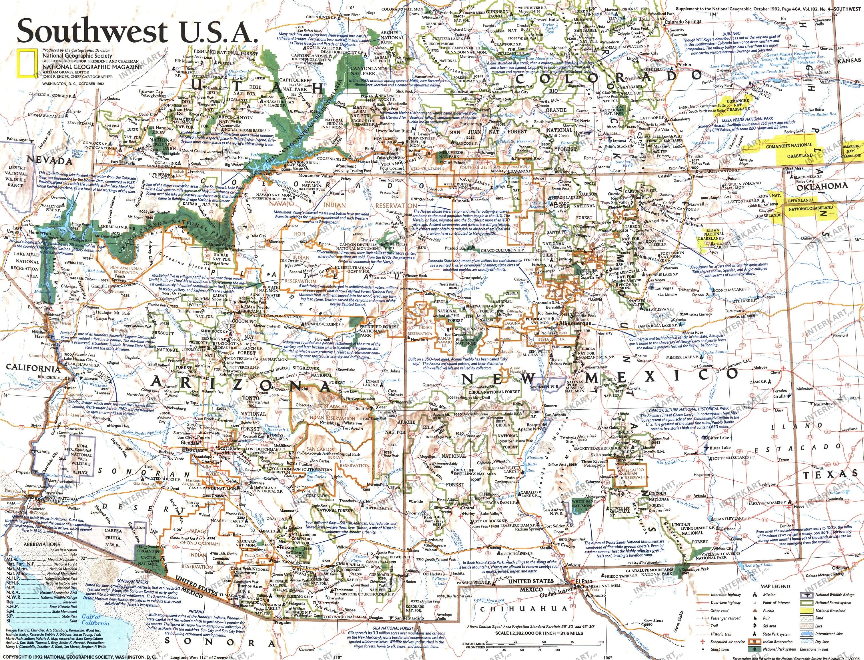 1992 Southwest USA Map from National Geographic