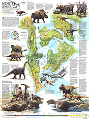 1993 Nordamerika im Zeitalter der Dinosaurier 51 x 69cm