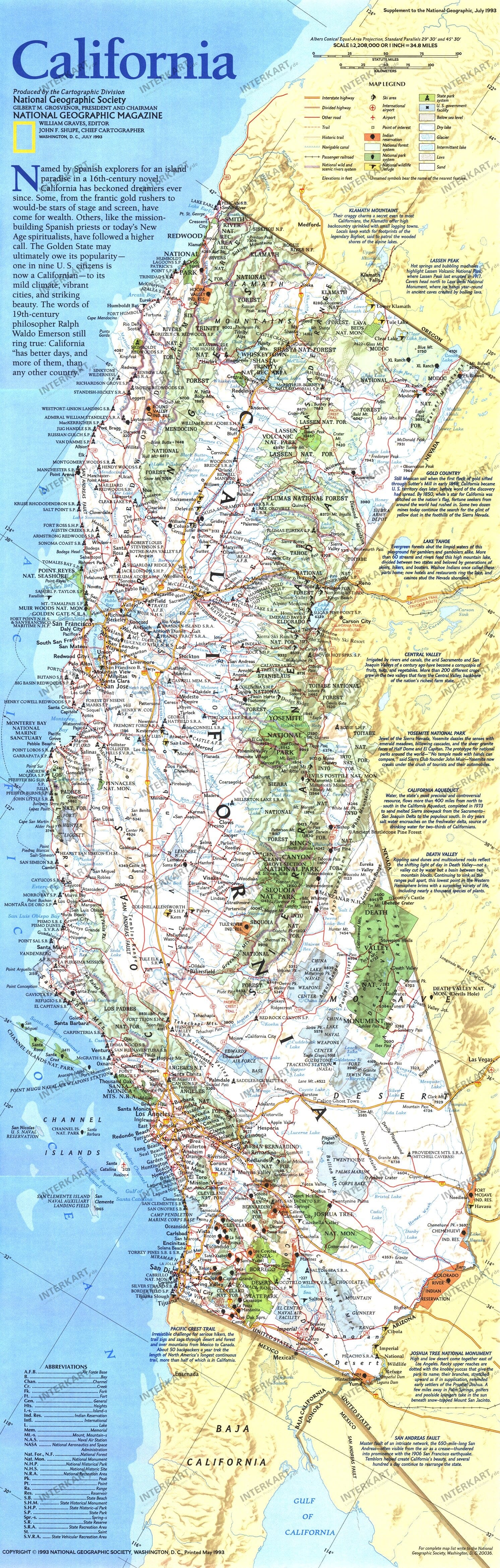 1993 California Map from National Geographic