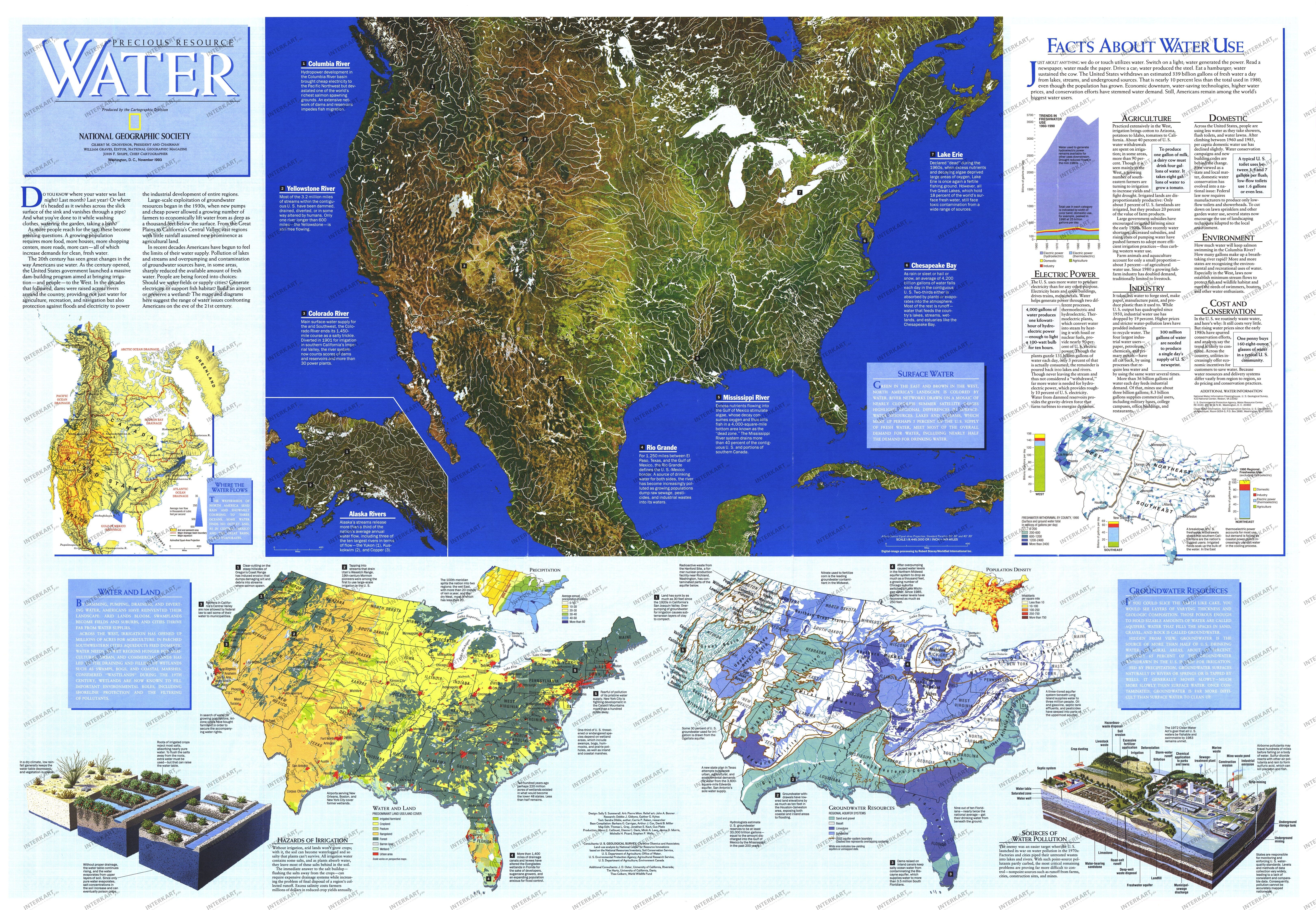 1993 Water Precious Resource Map 109 x 76cm