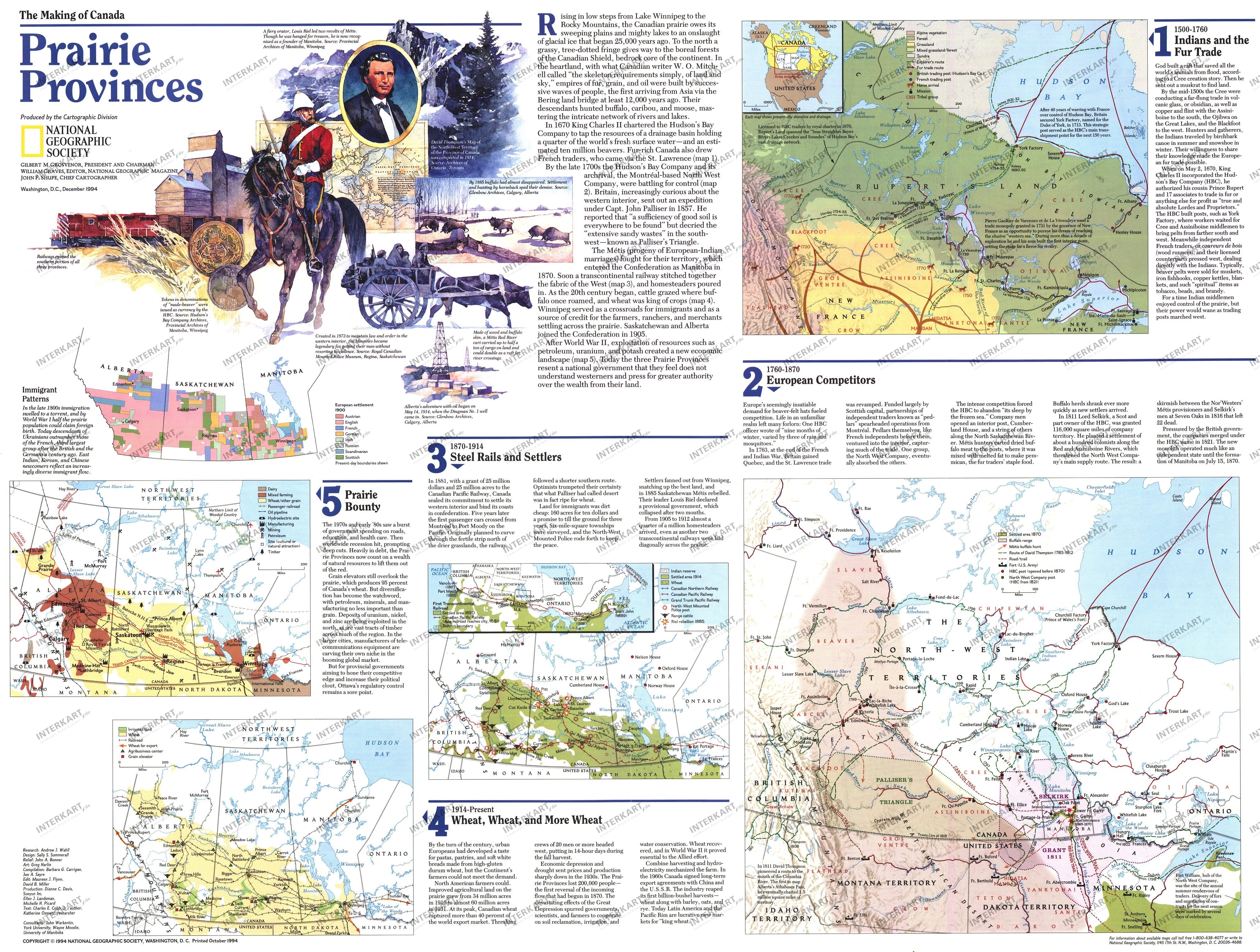 1994 Prairie Provinces Map Side 2 from National Geographic