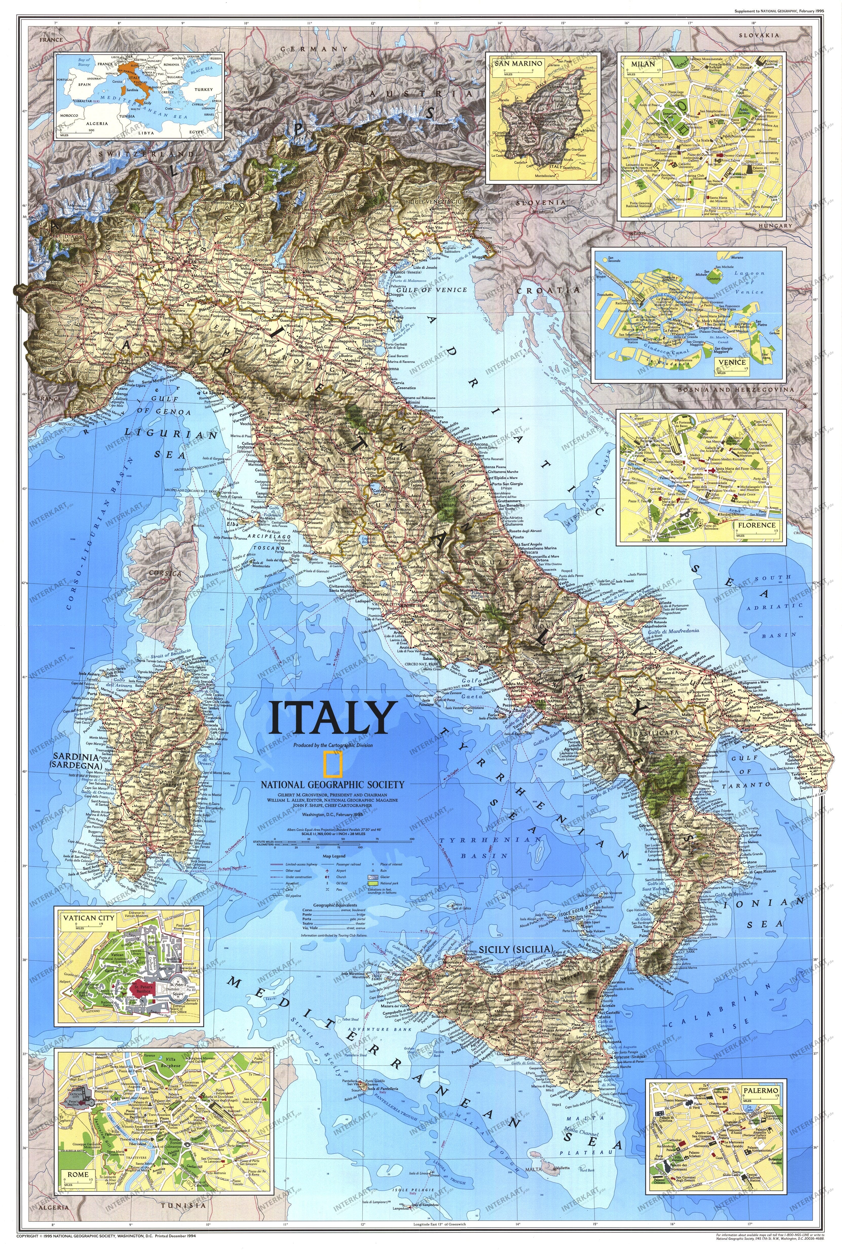 1995 Italy Map 56 x 84cm