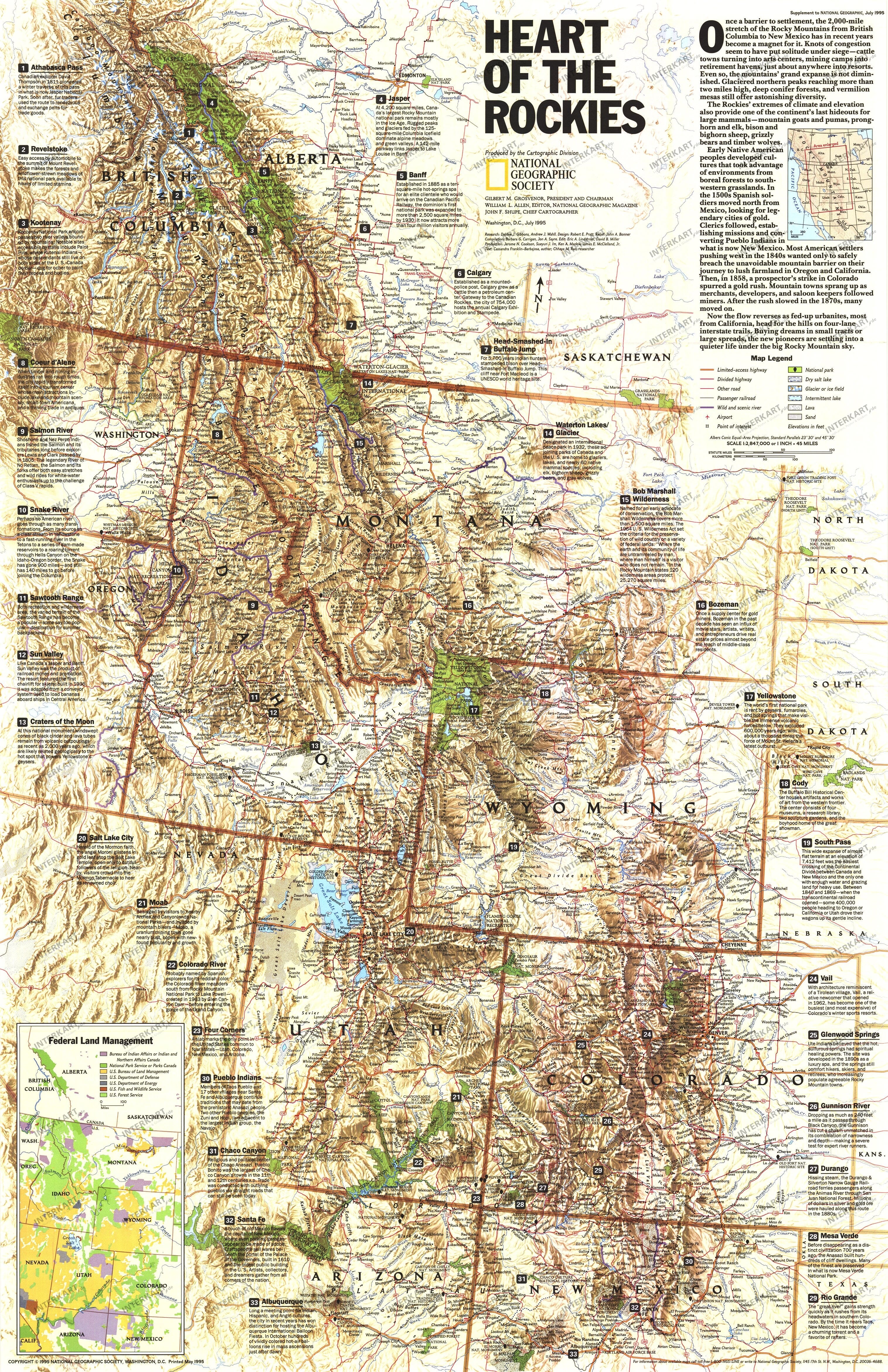 1995 Heart Of The Rockies Map from National Geographic