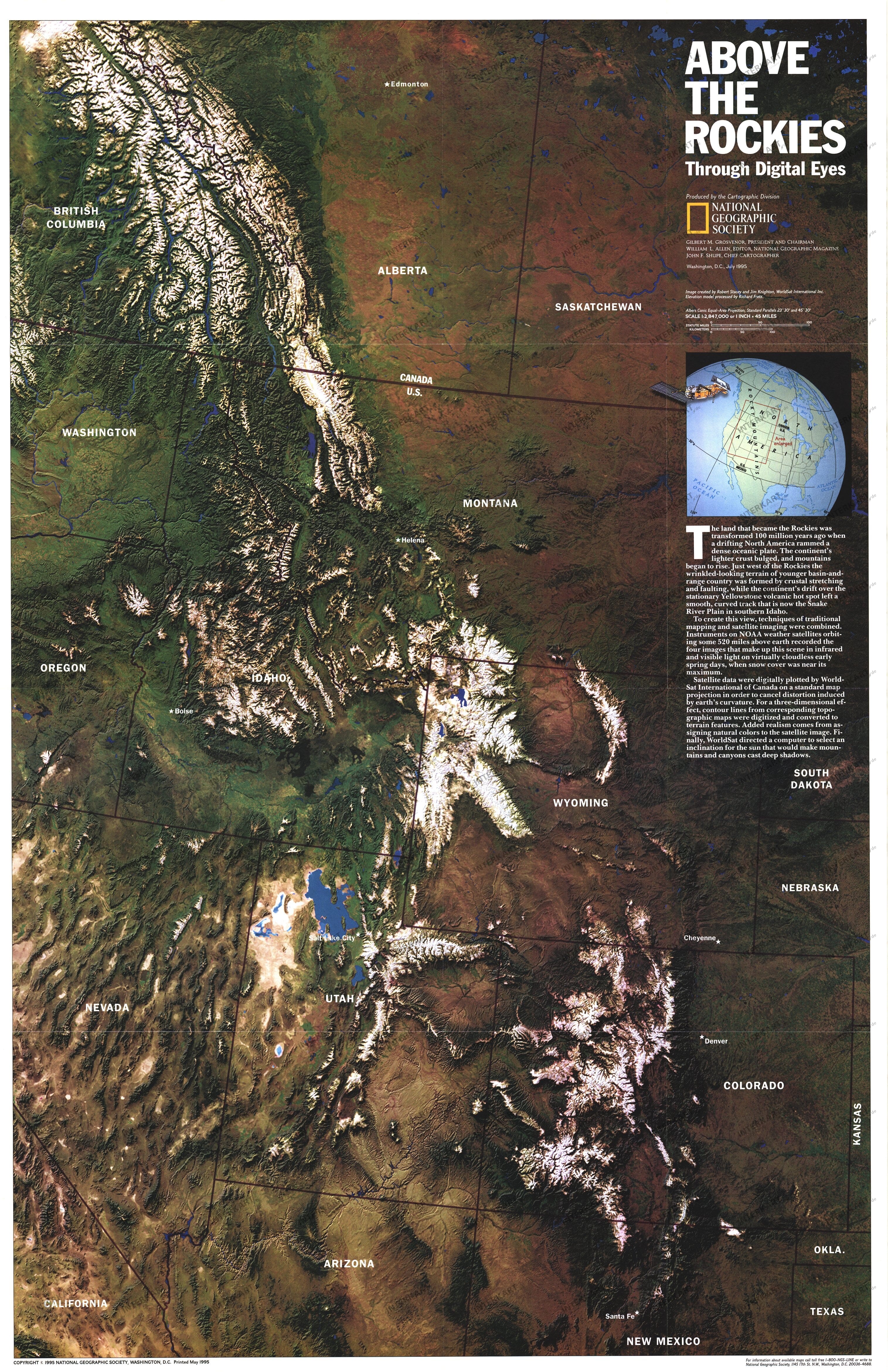1995 Above The Rockies Map from National Geographic