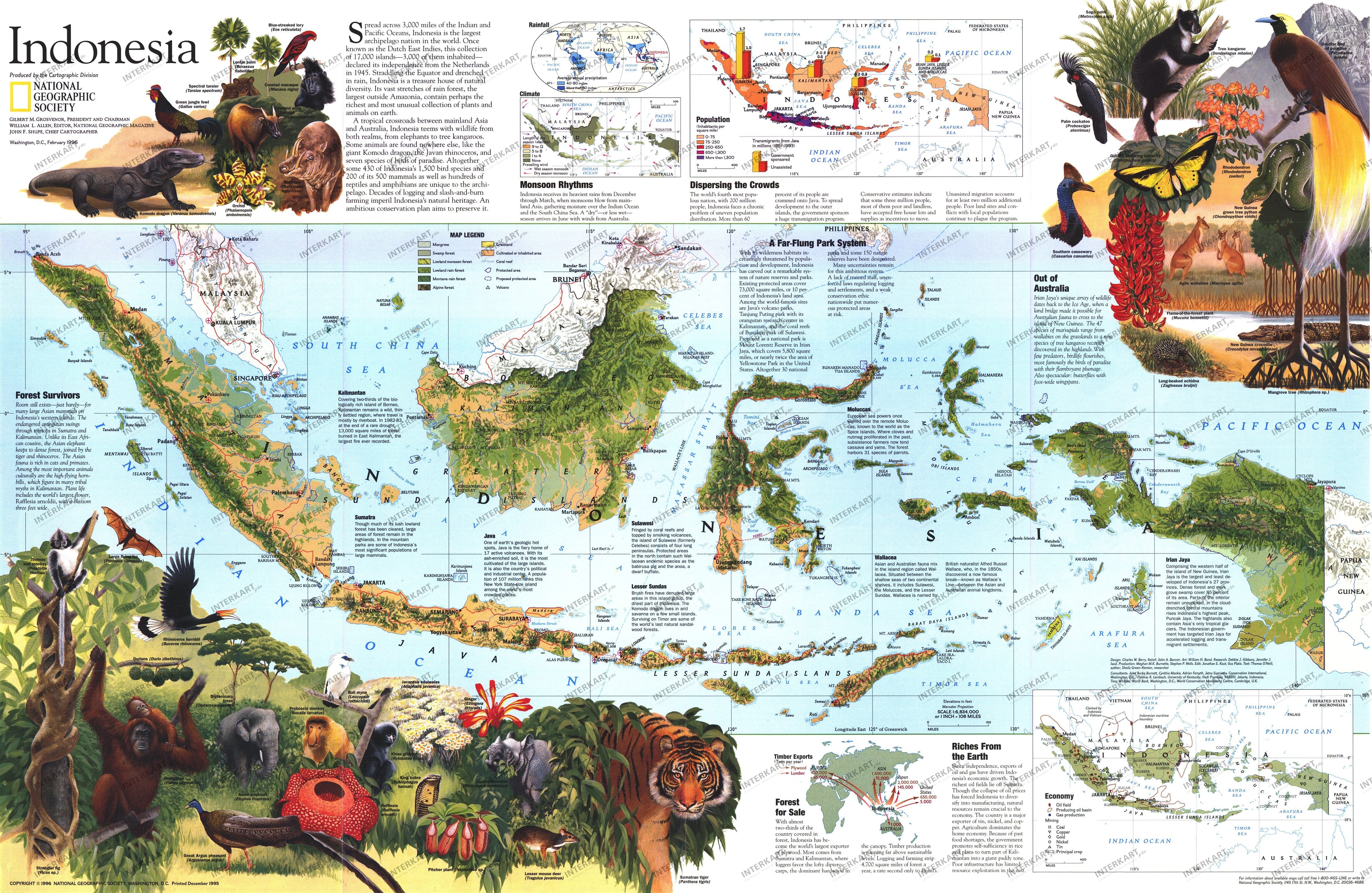 1996 Indonesia Map Side 2 - National Geographic