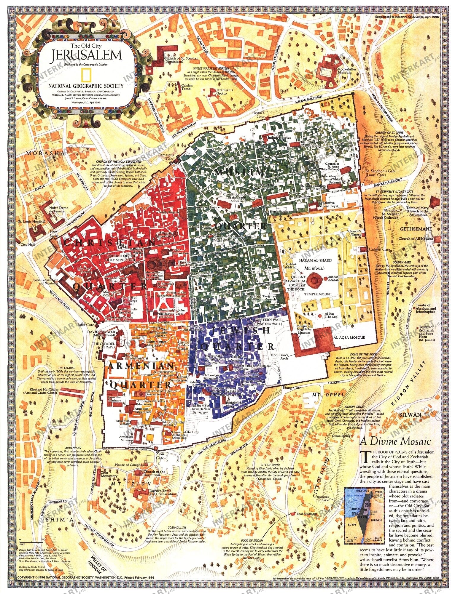 1996 Jerusalem: The Old City Map 39 x 51cm