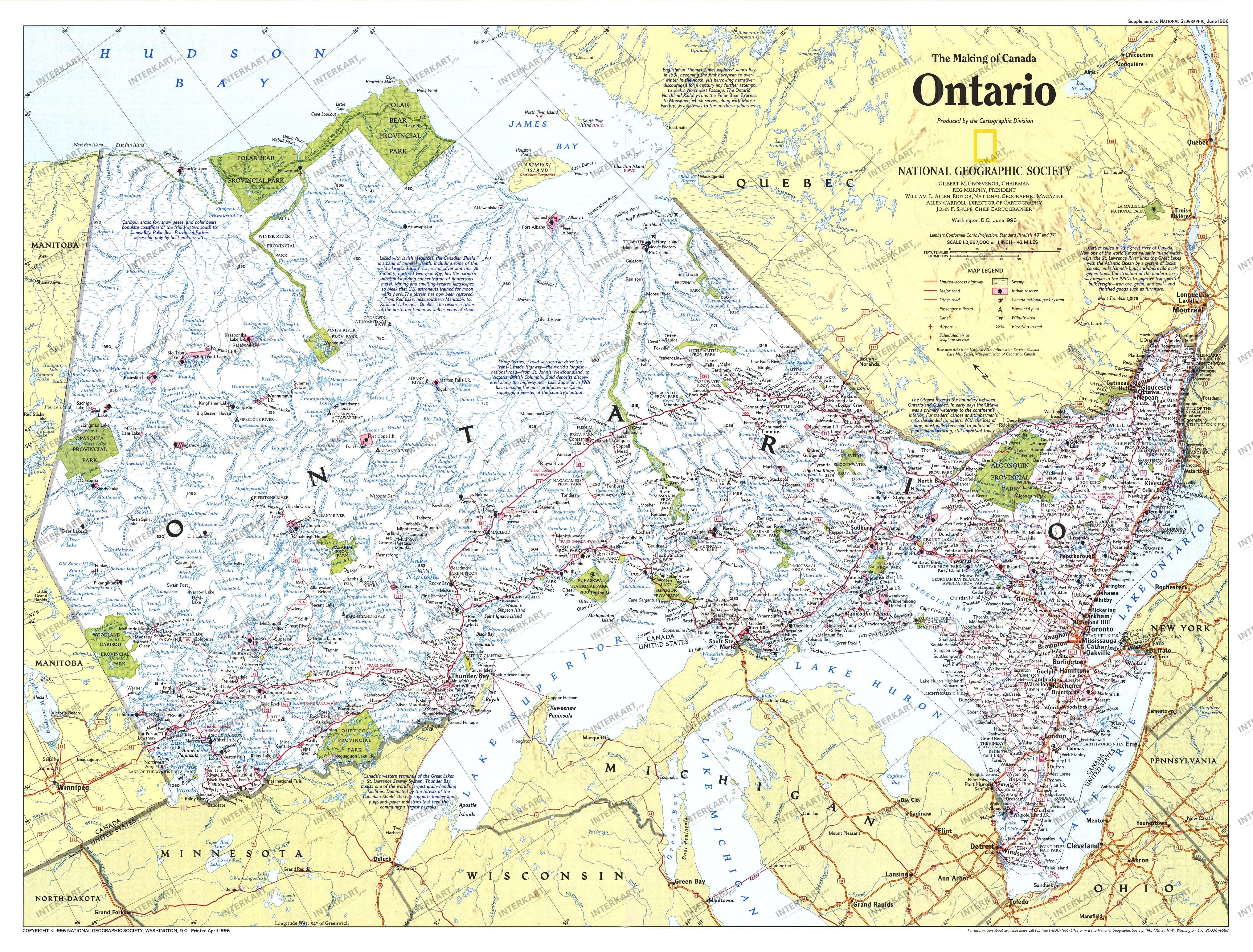 1996 Ontario Map Side 1 from National Geographic