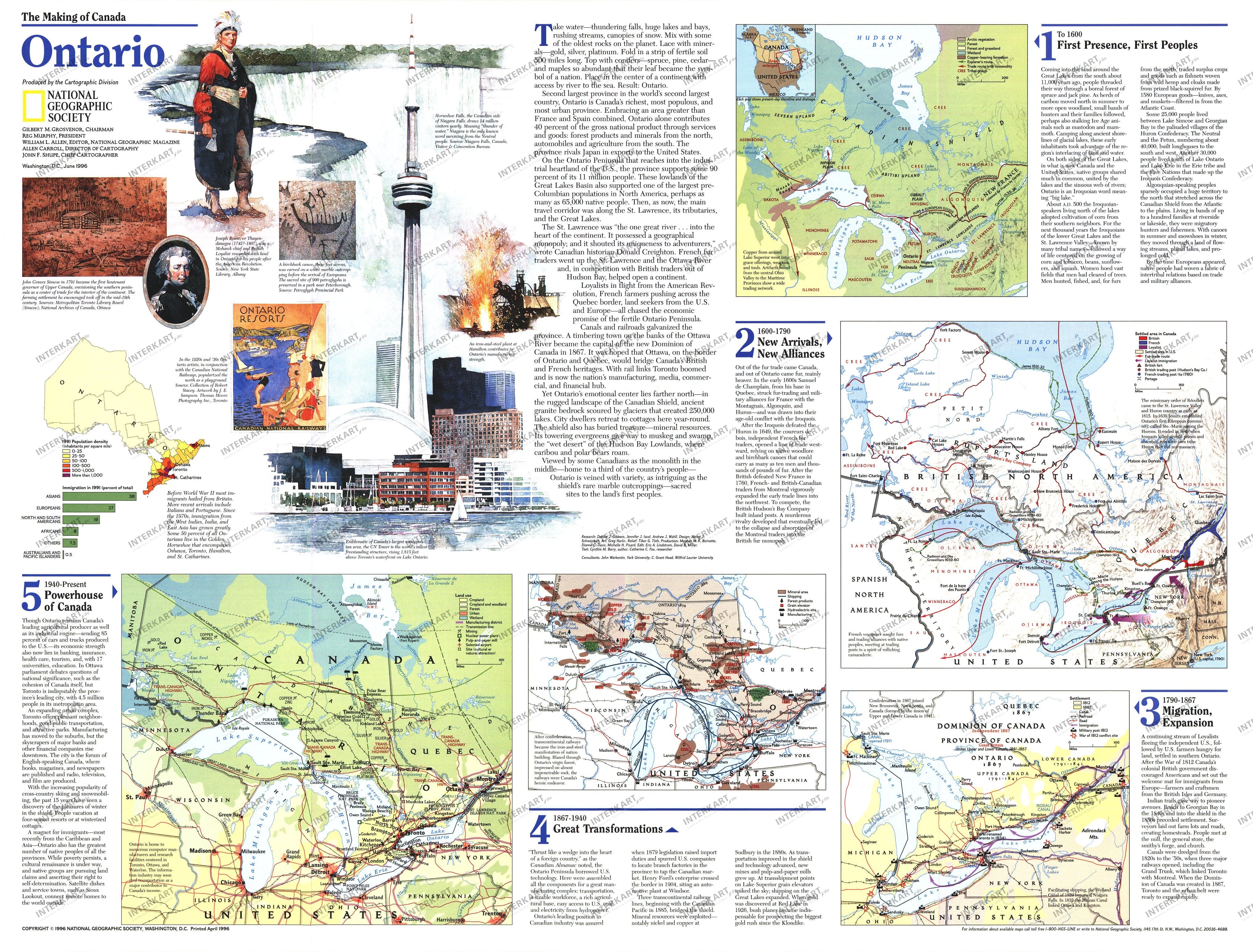 1996 Ontario Map Side 2 from National Geographic