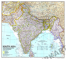 1997 South Asia With Afghanistan And Myanmar Map National Geographic