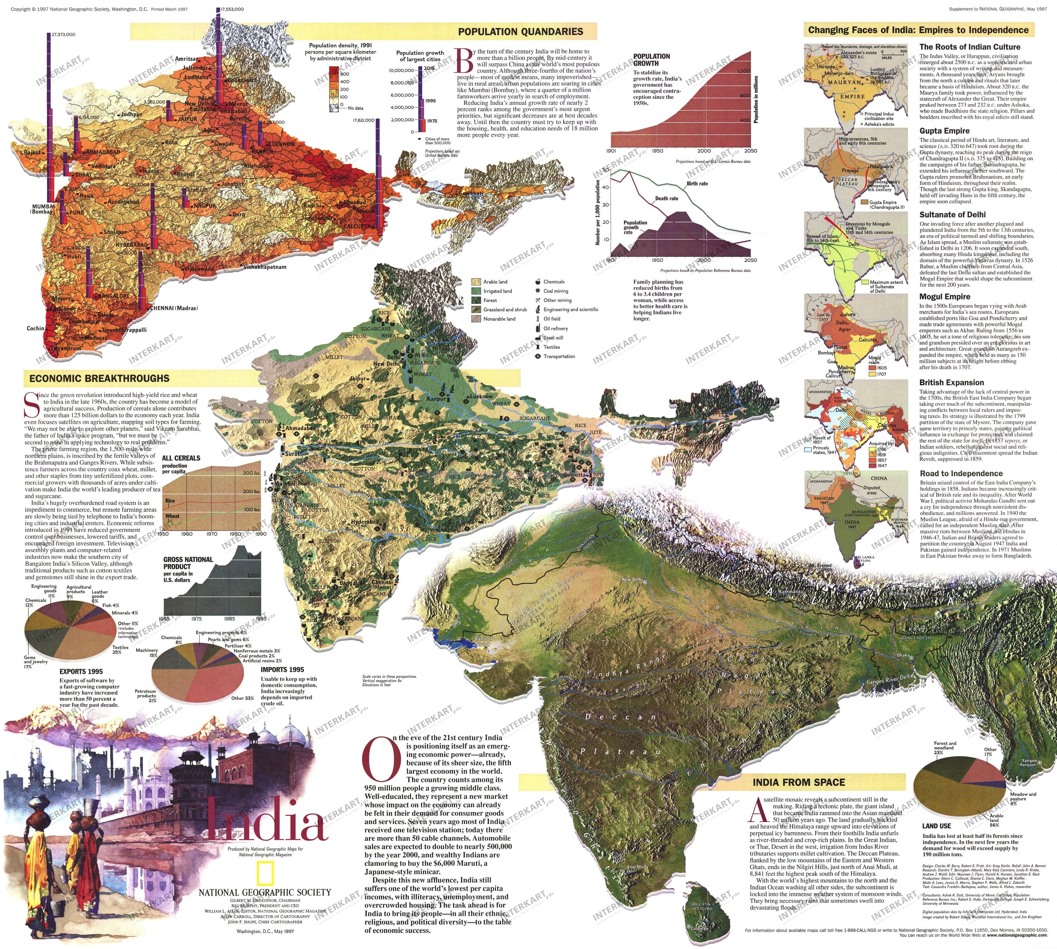 1997 India Map - National Geographic